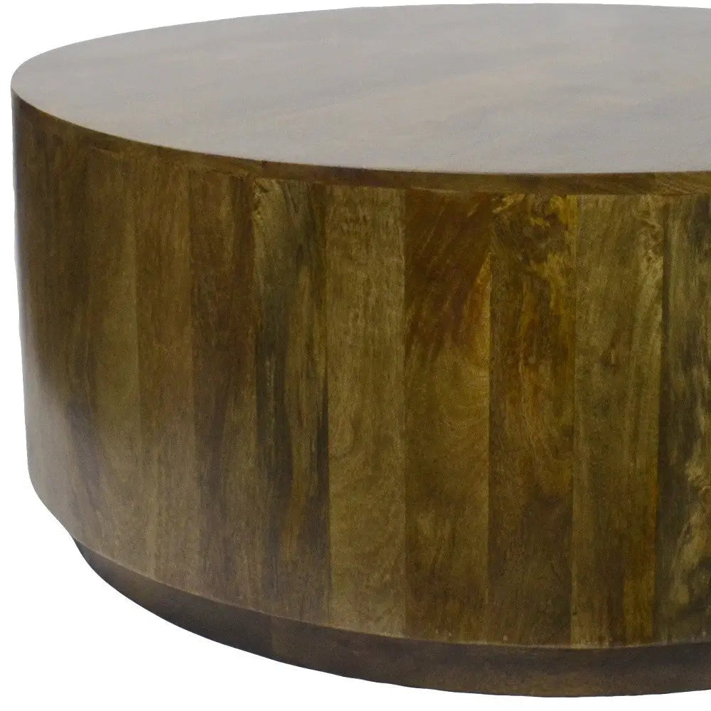 42" Brown Solid Wood Round Coffee Table Homeroots Living Room