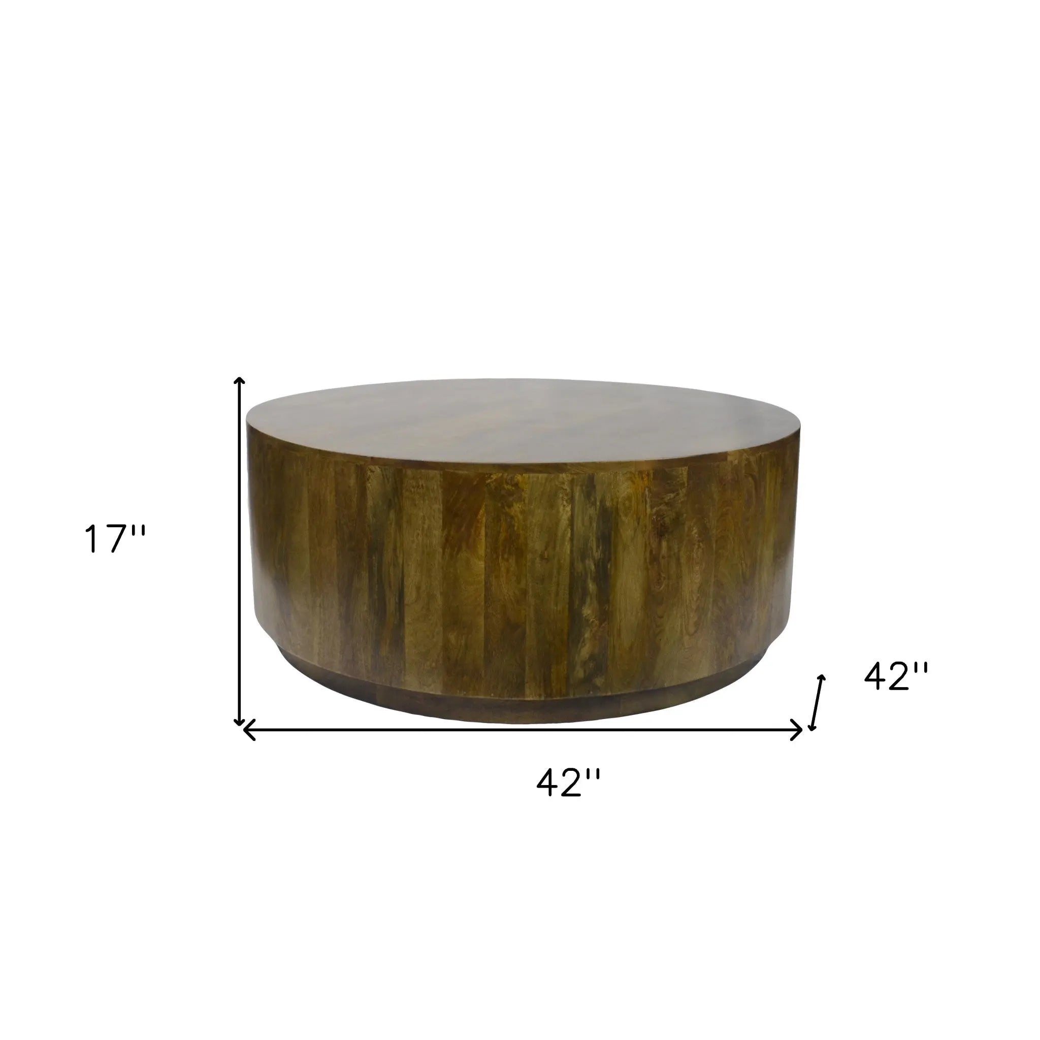 42" Brown Solid Wood Round Coffee Table Homeroots Living Room