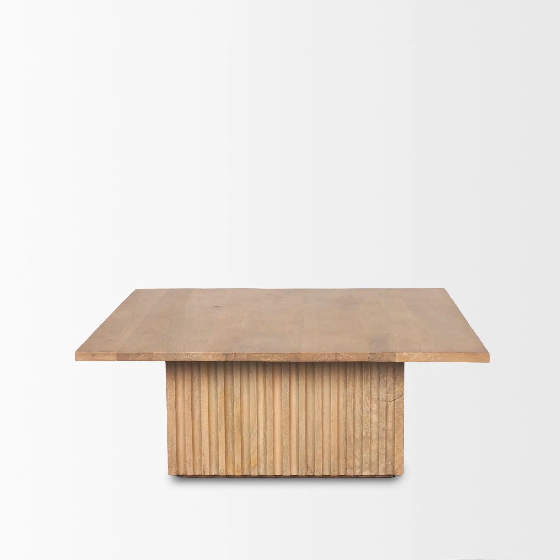 42" Brown Solid Wood Square Block Coffee Table Homeroots Living Room