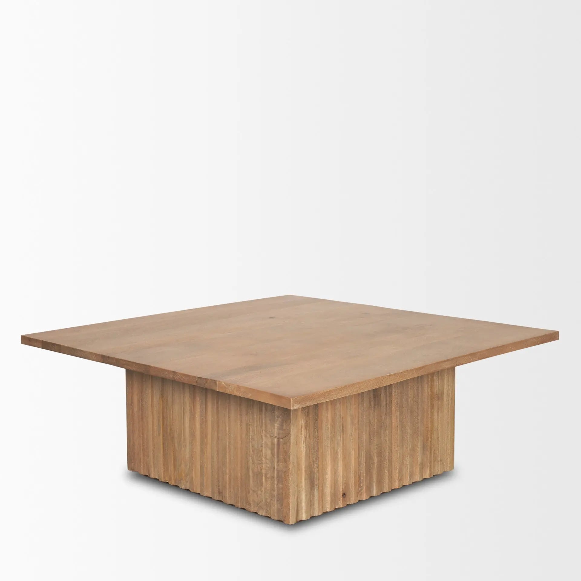42" Brown Solid Wood Square Block Coffee Table Homeroots Living Room