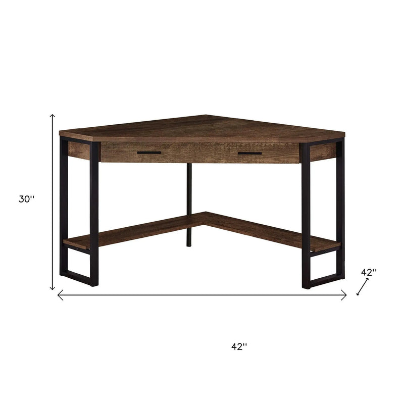 42" Brown and Black Corner Computer Desk - GreatEagleInc