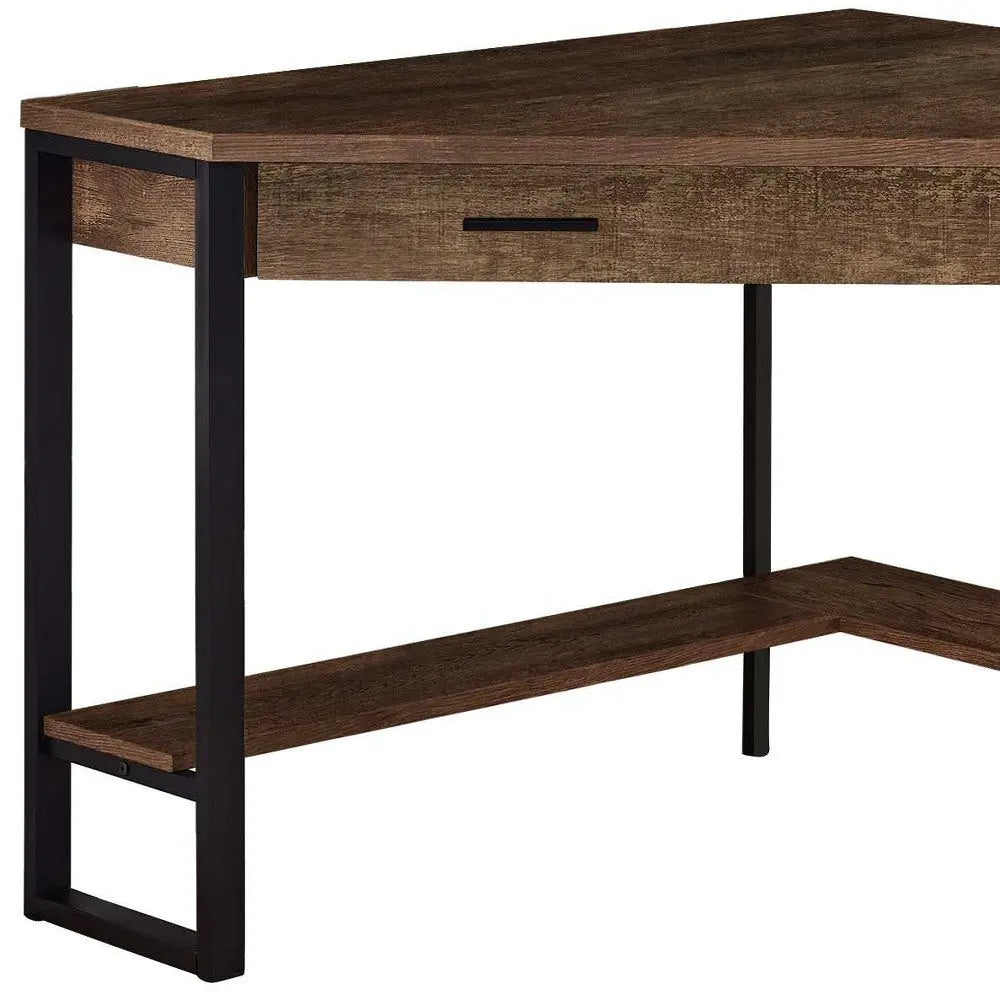 42" Brown and Black Corner Computer Desk - GreatEagleInc