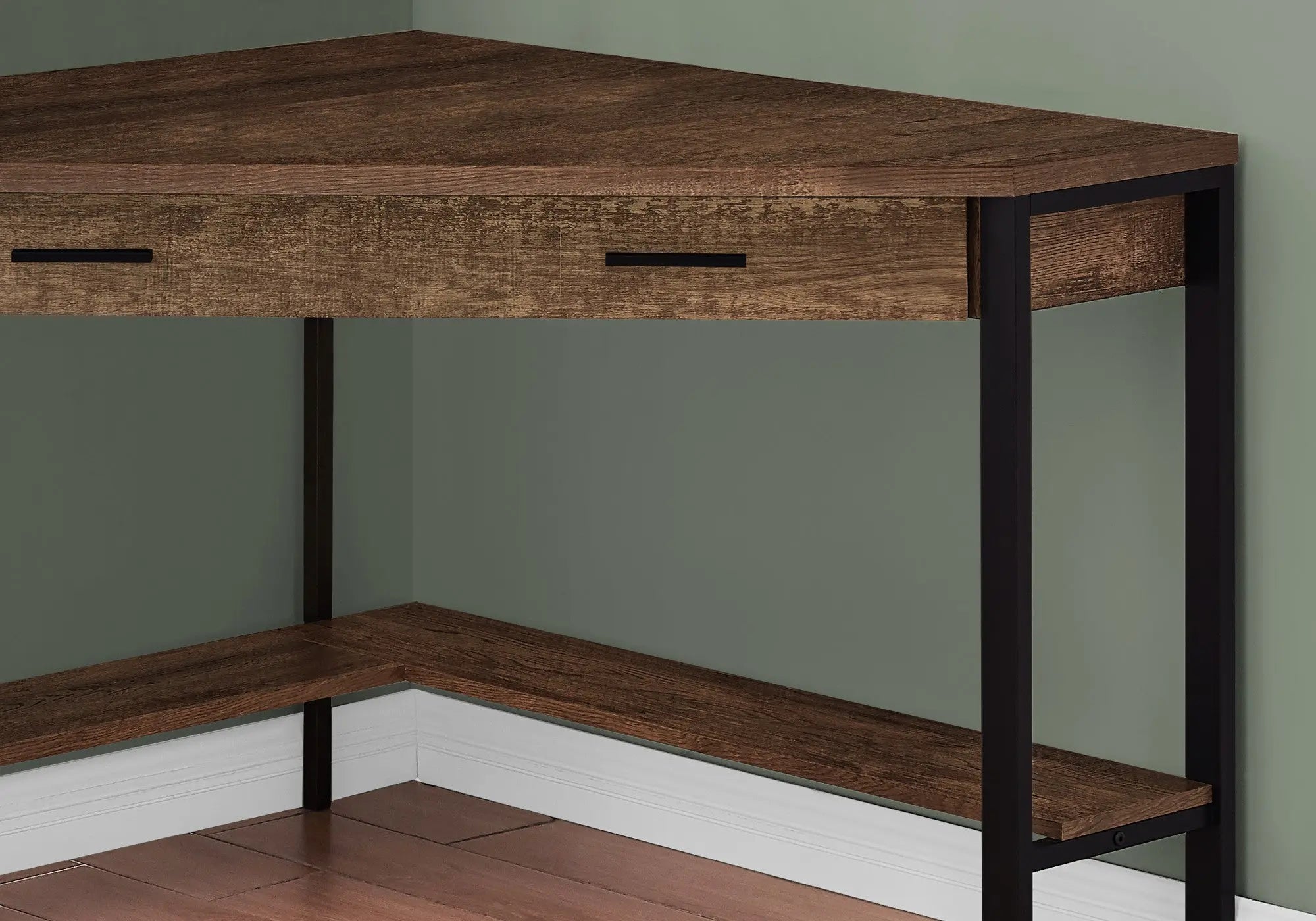 42" Brown and Black Corner Computer Desk - GreatEagleInc