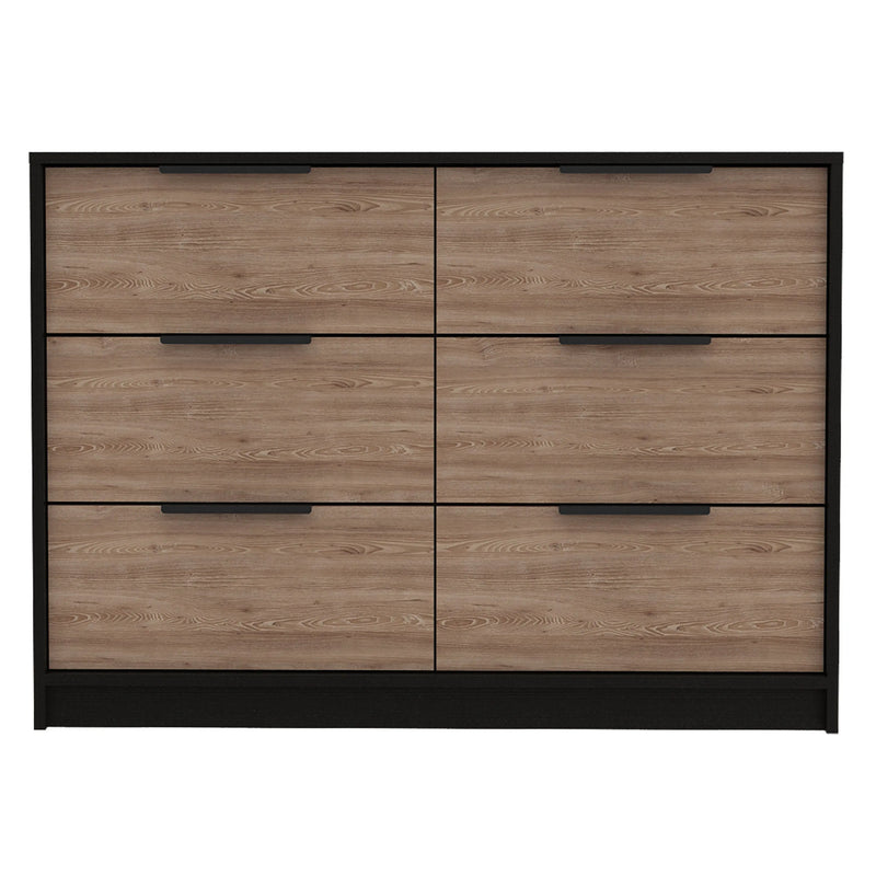 42" Brown and Black Six Drawer Double Dresser Homeroots Bed & Bath