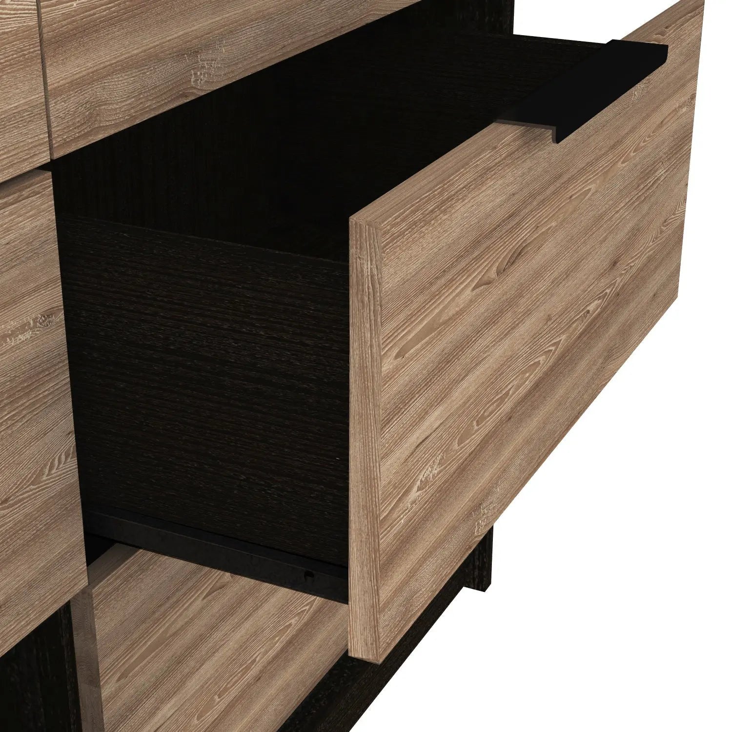 42" Brown and Black Six Drawer Double Dresser Homeroots Bed & Bath