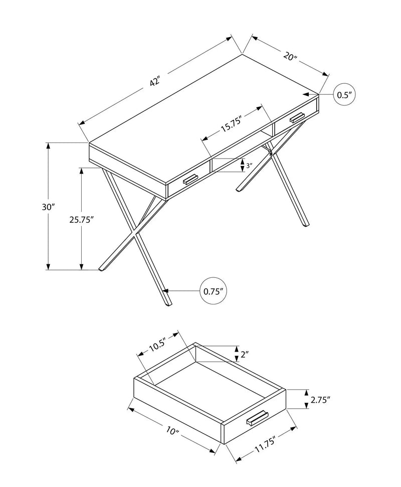 42" Brown and Black Wood and Metal x-Shape Computer Desk With Two Drawers Homeroots Office