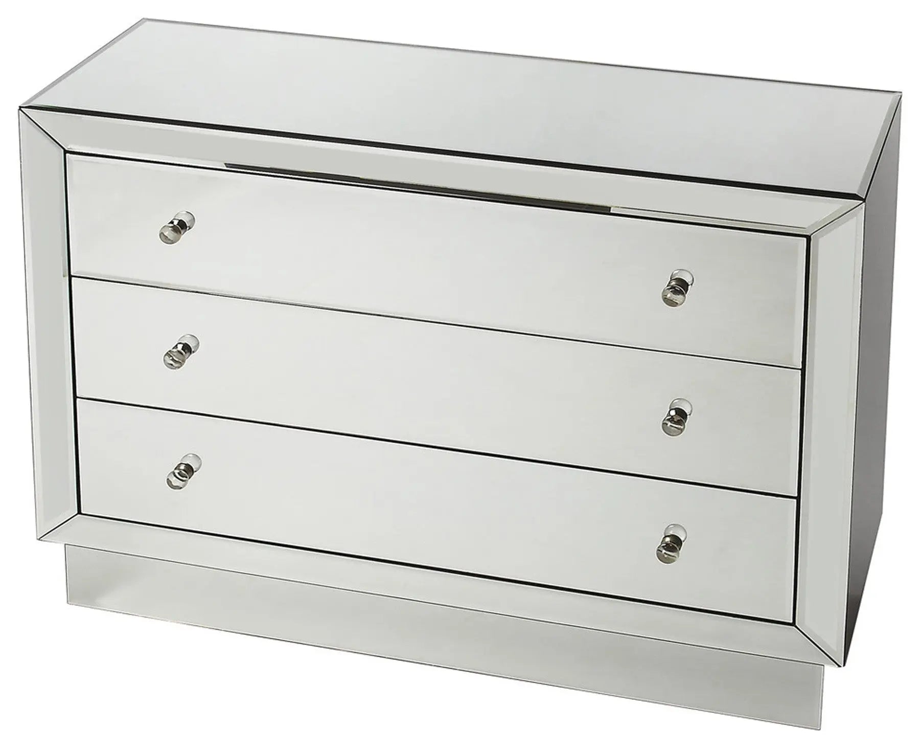 42" Clear Glass Three Drawer Dresser Homeroots Bed & Bath