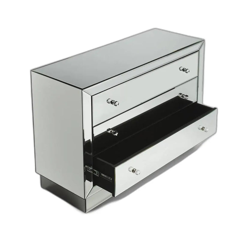 42" Clear Glass Three Drawer Dresser Homeroots Bed & Bath