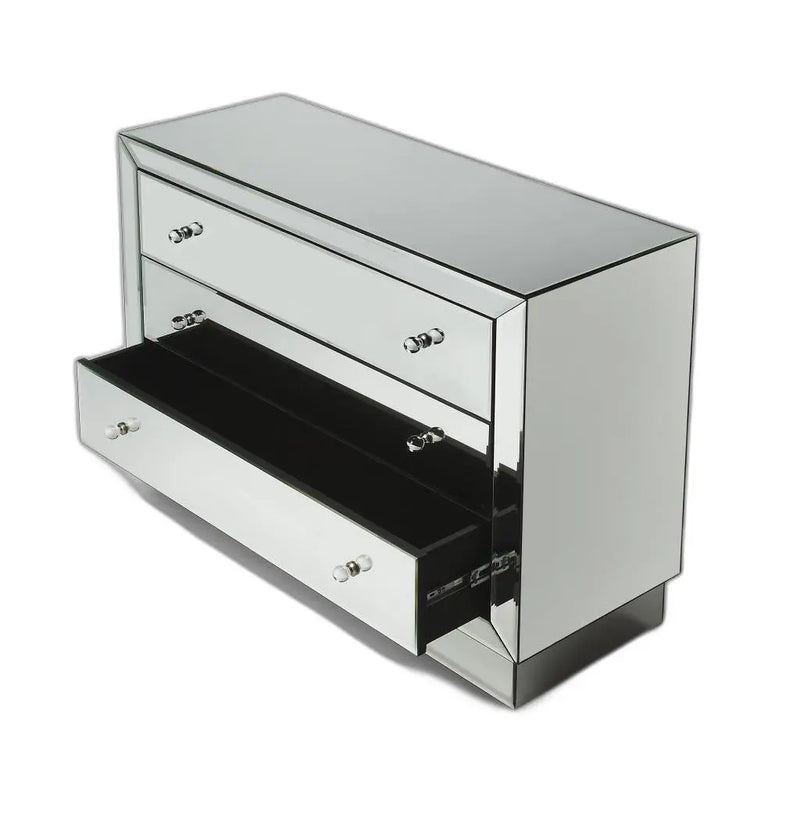 42" Clear Glass Three Drawer Dresser Homeroots Bed & Bath