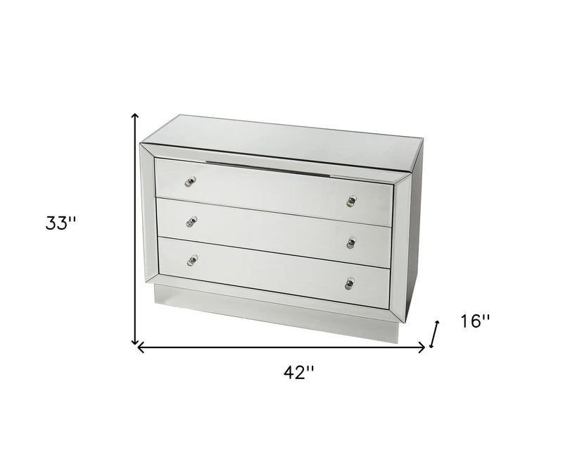 42" Clear Glass Three Drawer Dresser Homeroots Bed & Bath