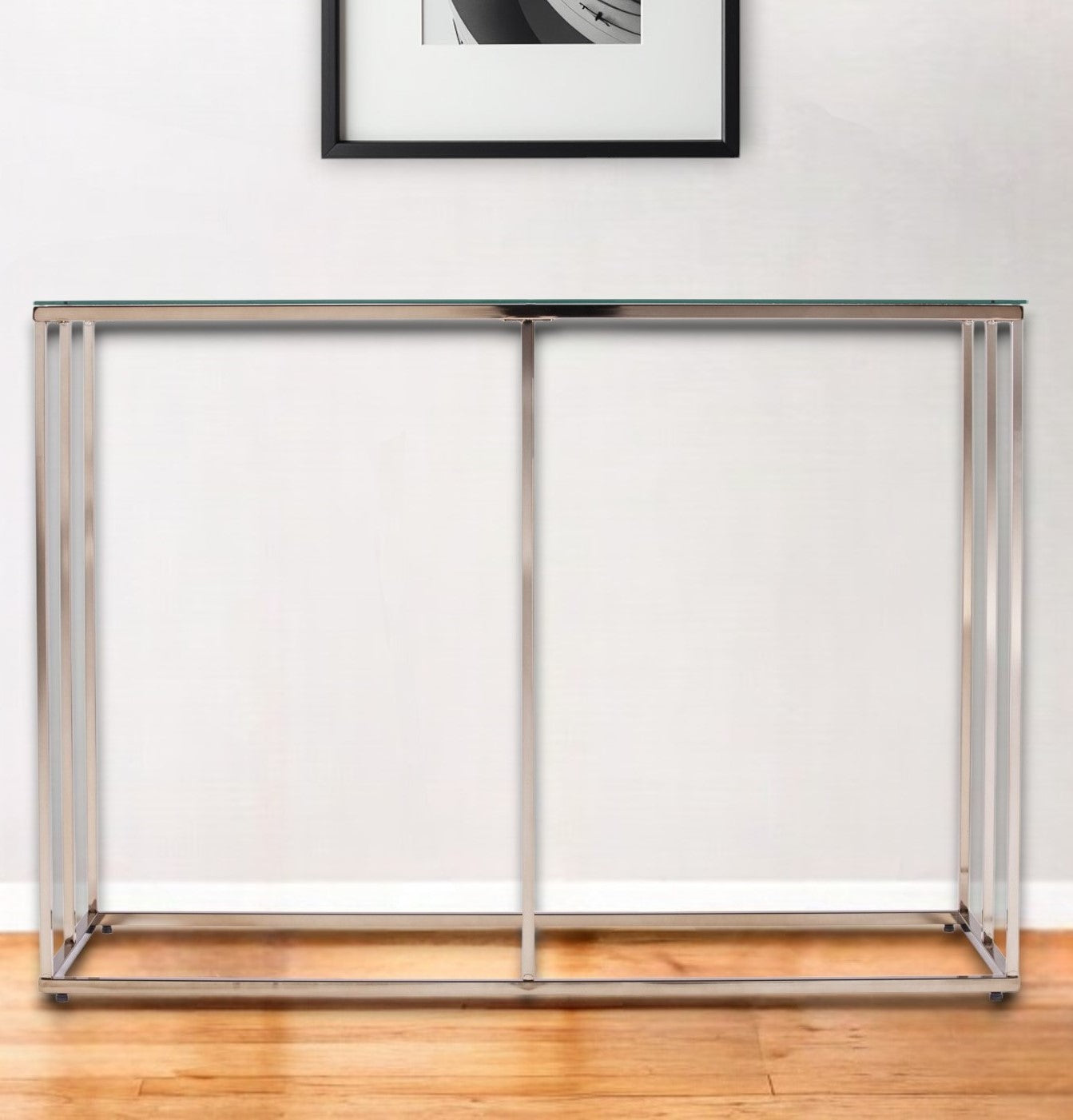 42" Clear and Gold Glass Frame Console Table Homeroots Living Room