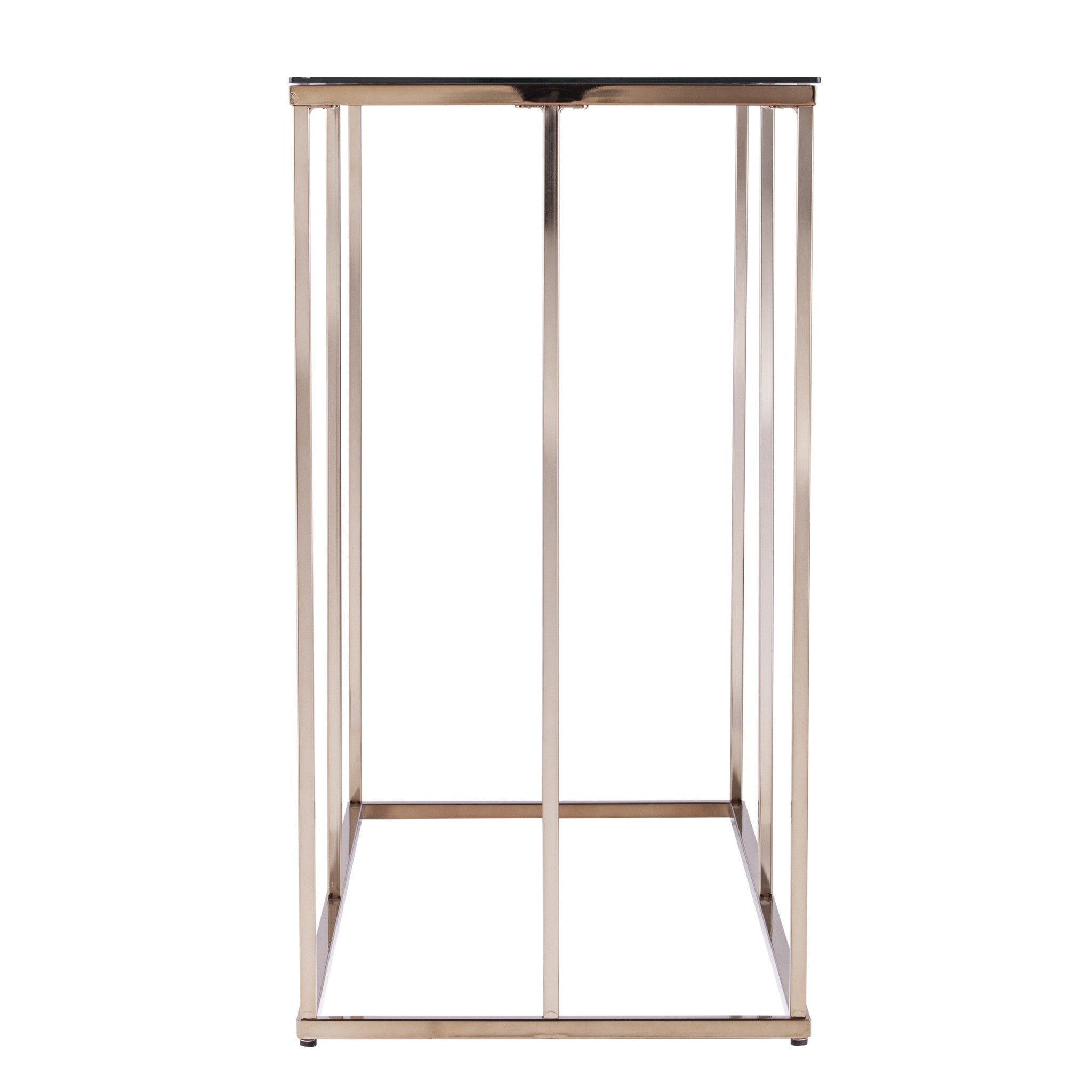 42" Clear and Gold Glass Frame Console Table Homeroots Living Room