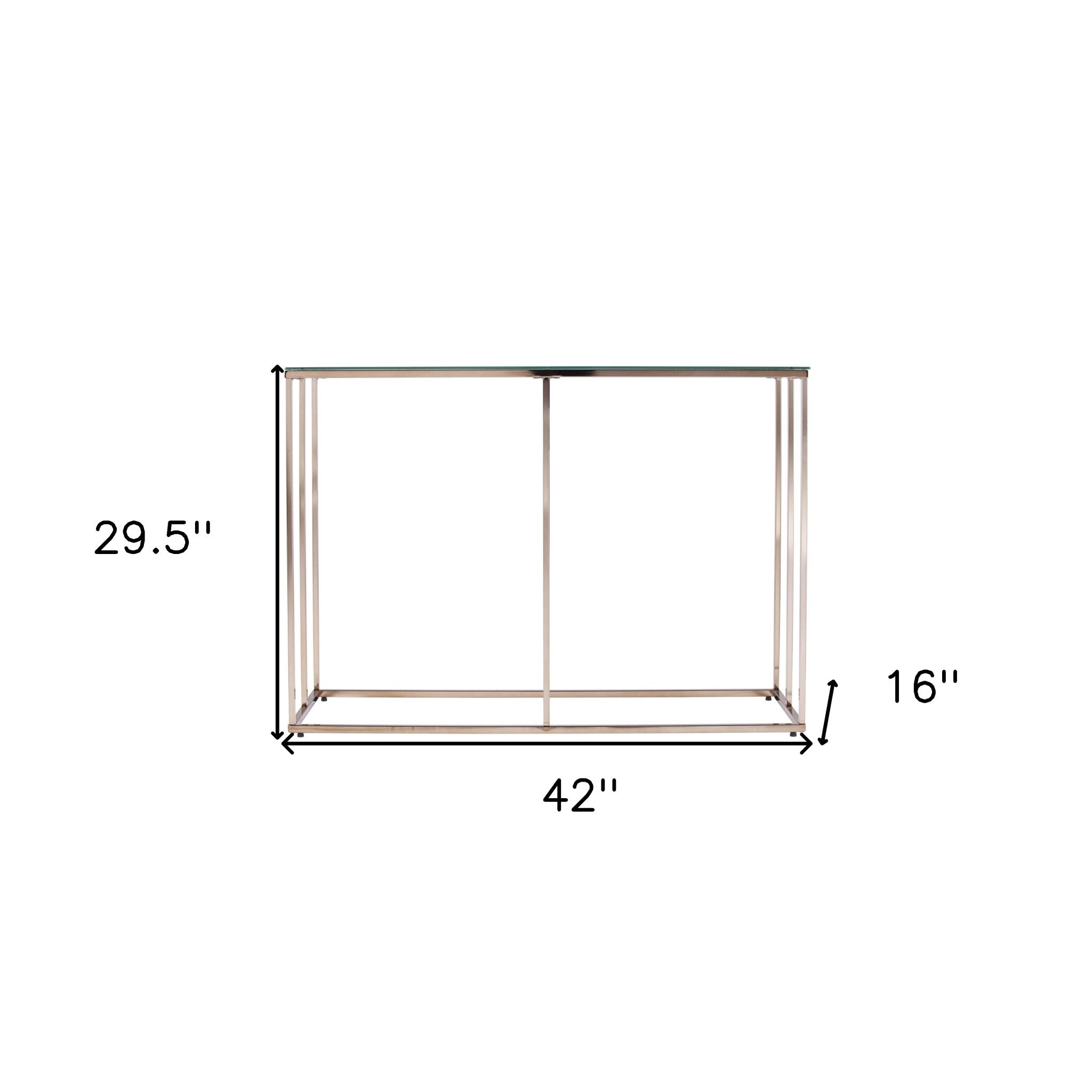 42" Clear and Gold Glass Frame Console Table Homeroots Living Room
