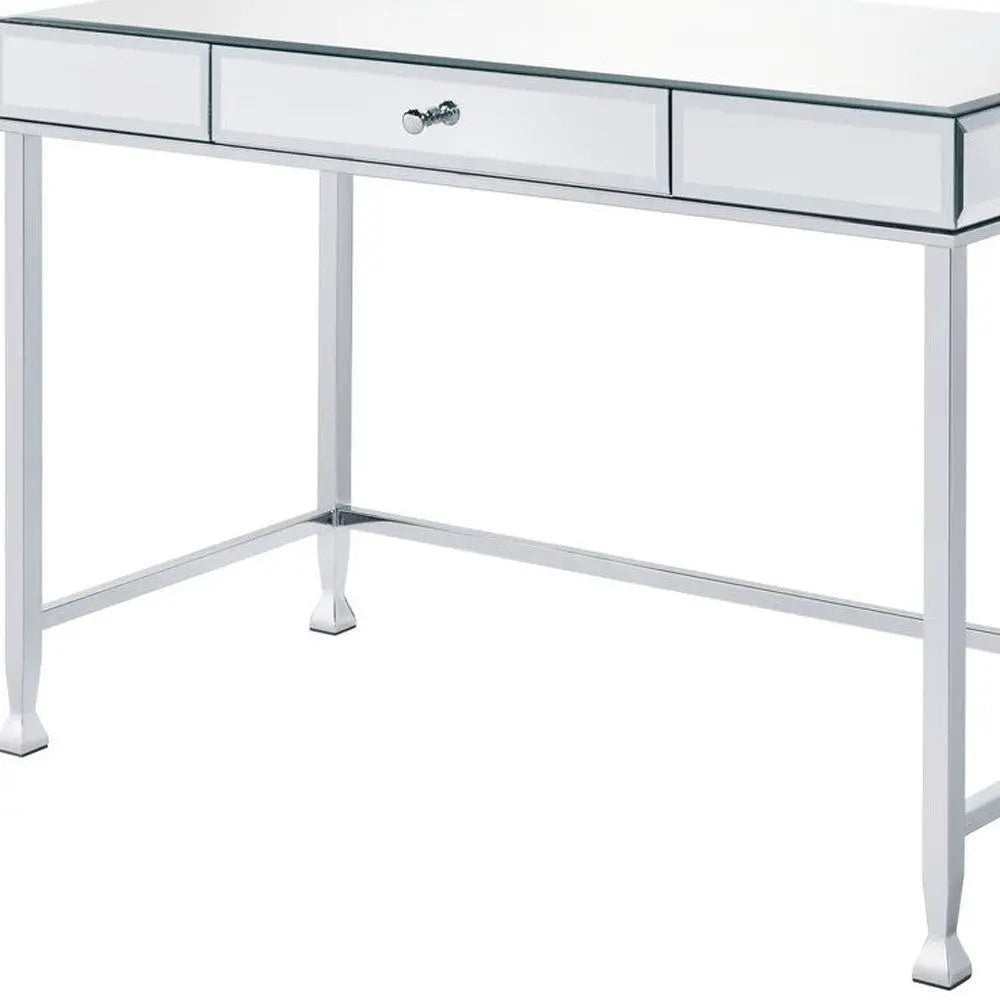 42" Clear and Silver Mirrored Writing Desk Homeroots Office