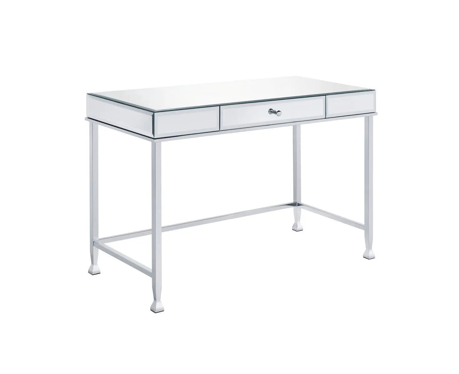 42" Clear and Silver Mirrored Writing Desk Homeroots Office
