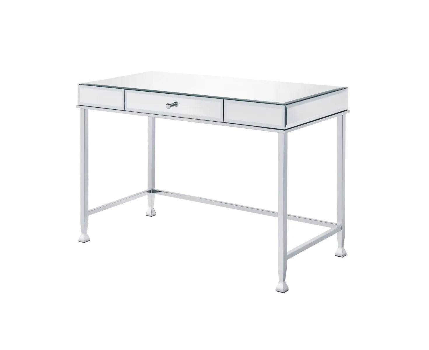 42" Clear and Silver Mirrored Writing Desk Homeroots Office