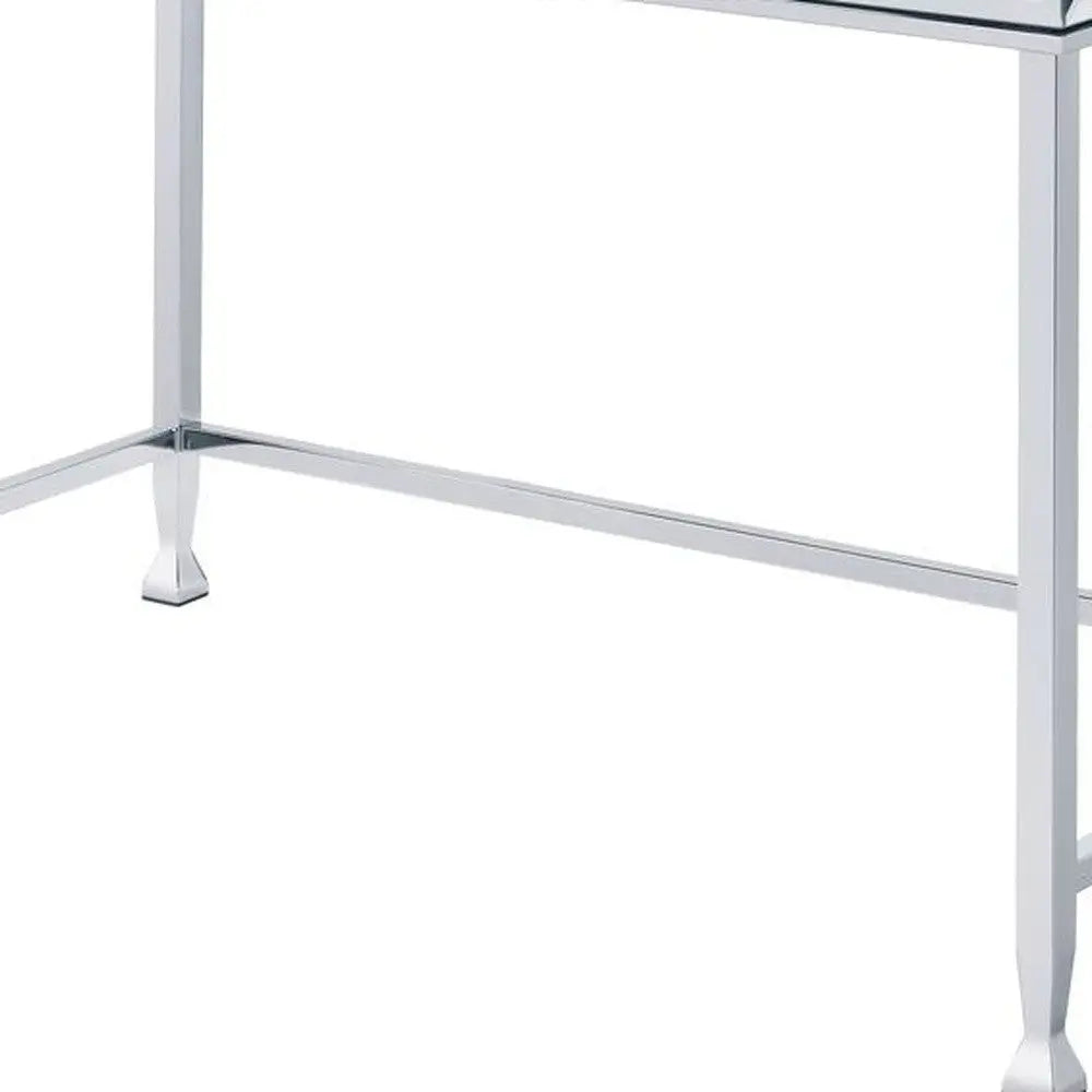 42" Clear and Silver Mirrored Writing Desk Homeroots Office