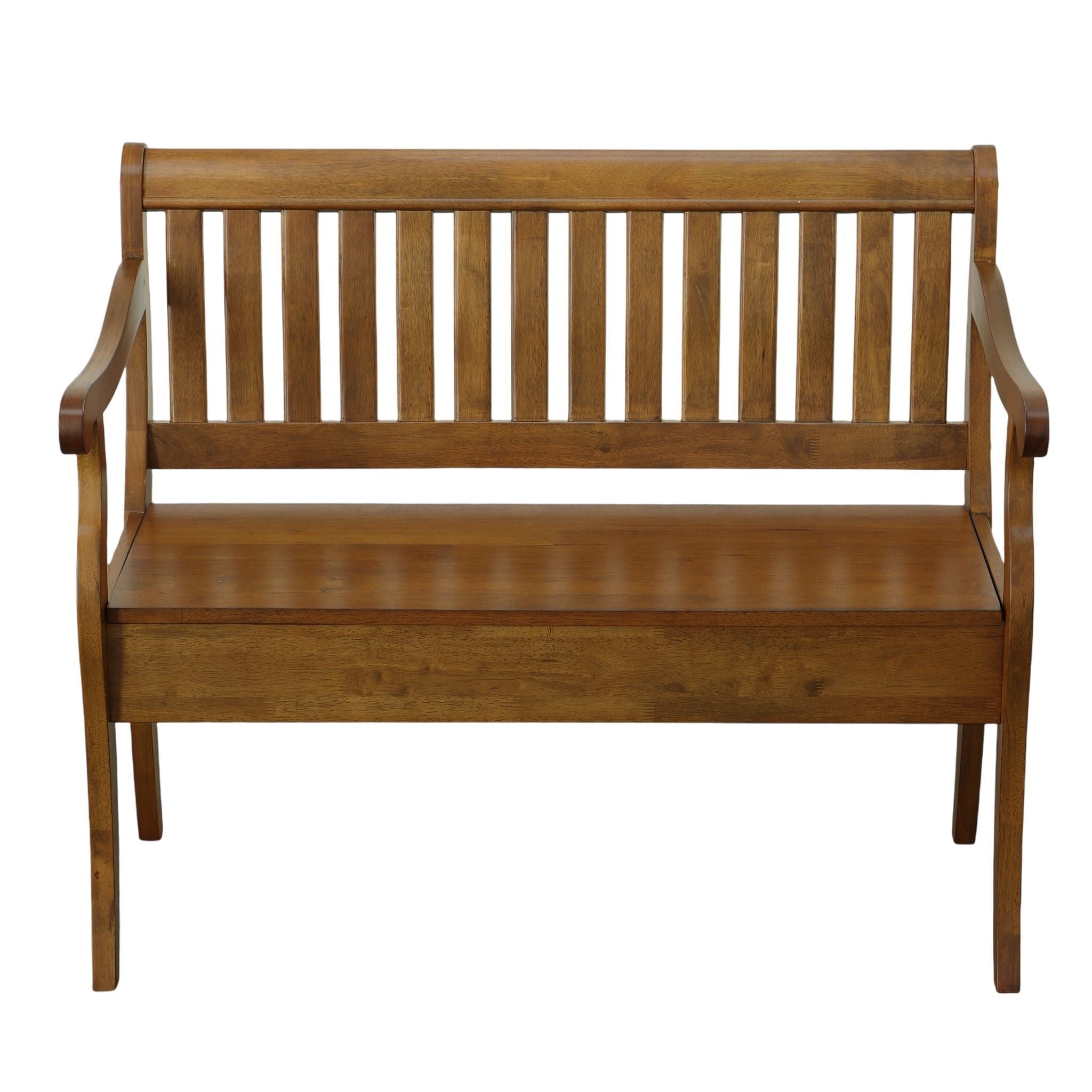 42" Dark Brown Solid Wood Storage Bench With Flip Top Homeroots Living Room