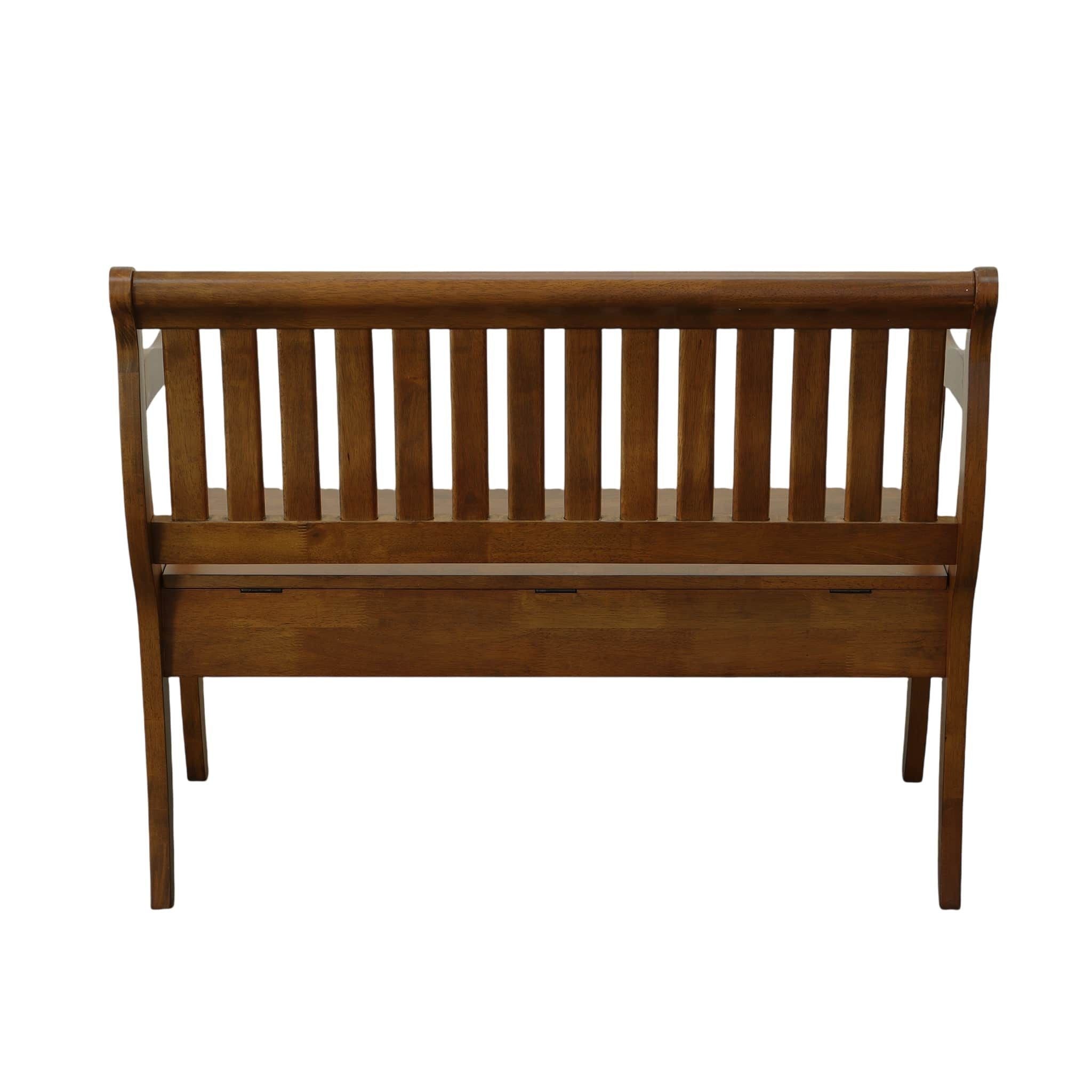 42" Dark Brown Solid Wood Storage Bench With Flip Top Homeroots Living Room