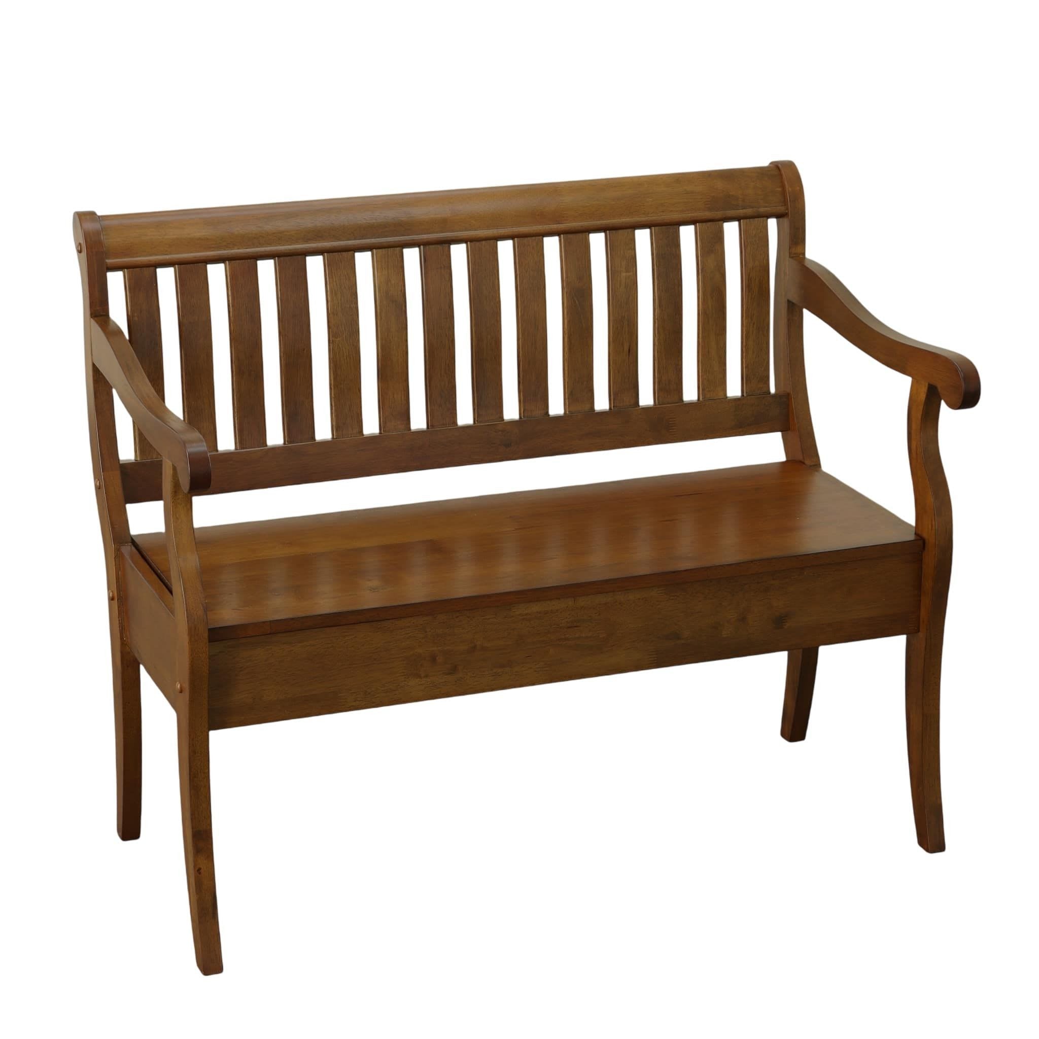 42" Dark Brown Solid Wood Storage Bench With Flip Top Homeroots Living Room