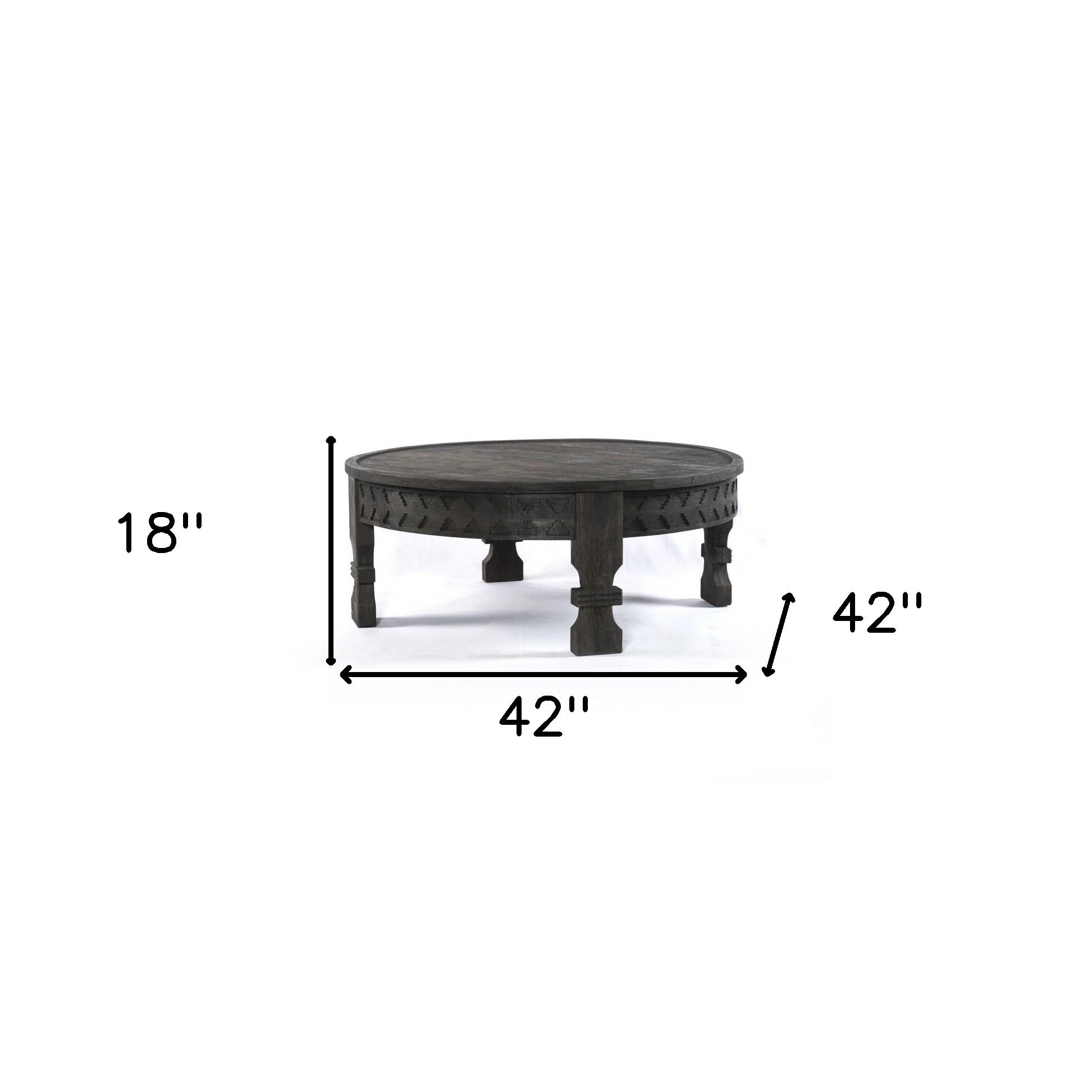 42" Gray Solid Wood Round Coffee Table Homeroots Living Room