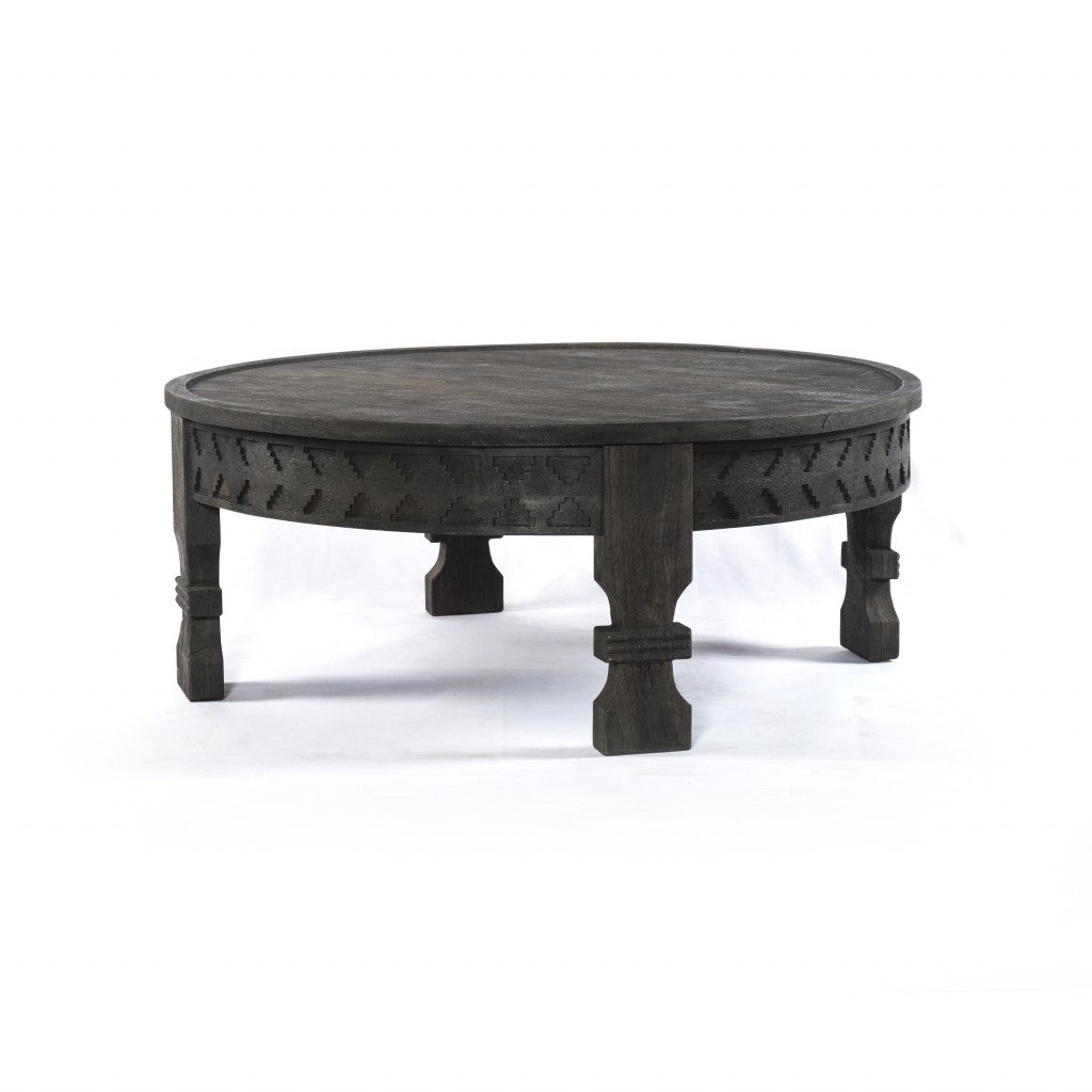 42" Gray Solid Wood Round Coffee Table Homeroots Living Room