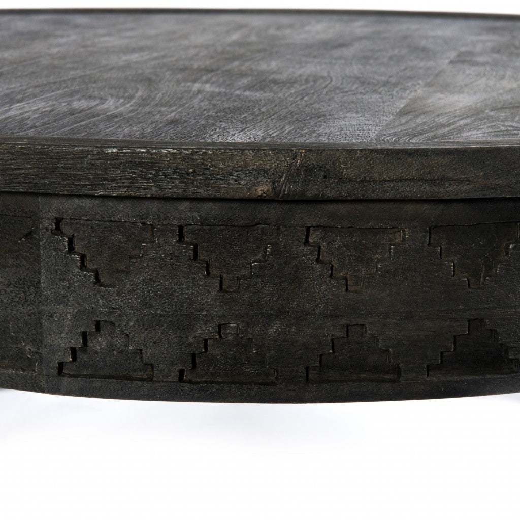 42" Gray Solid Wood Round Coffee Table Homeroots Living Room