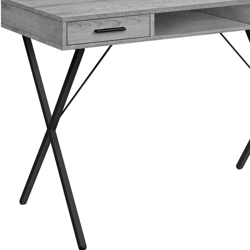 42" Gray and Black Computer Desk With Two Drawers Homeroots Office