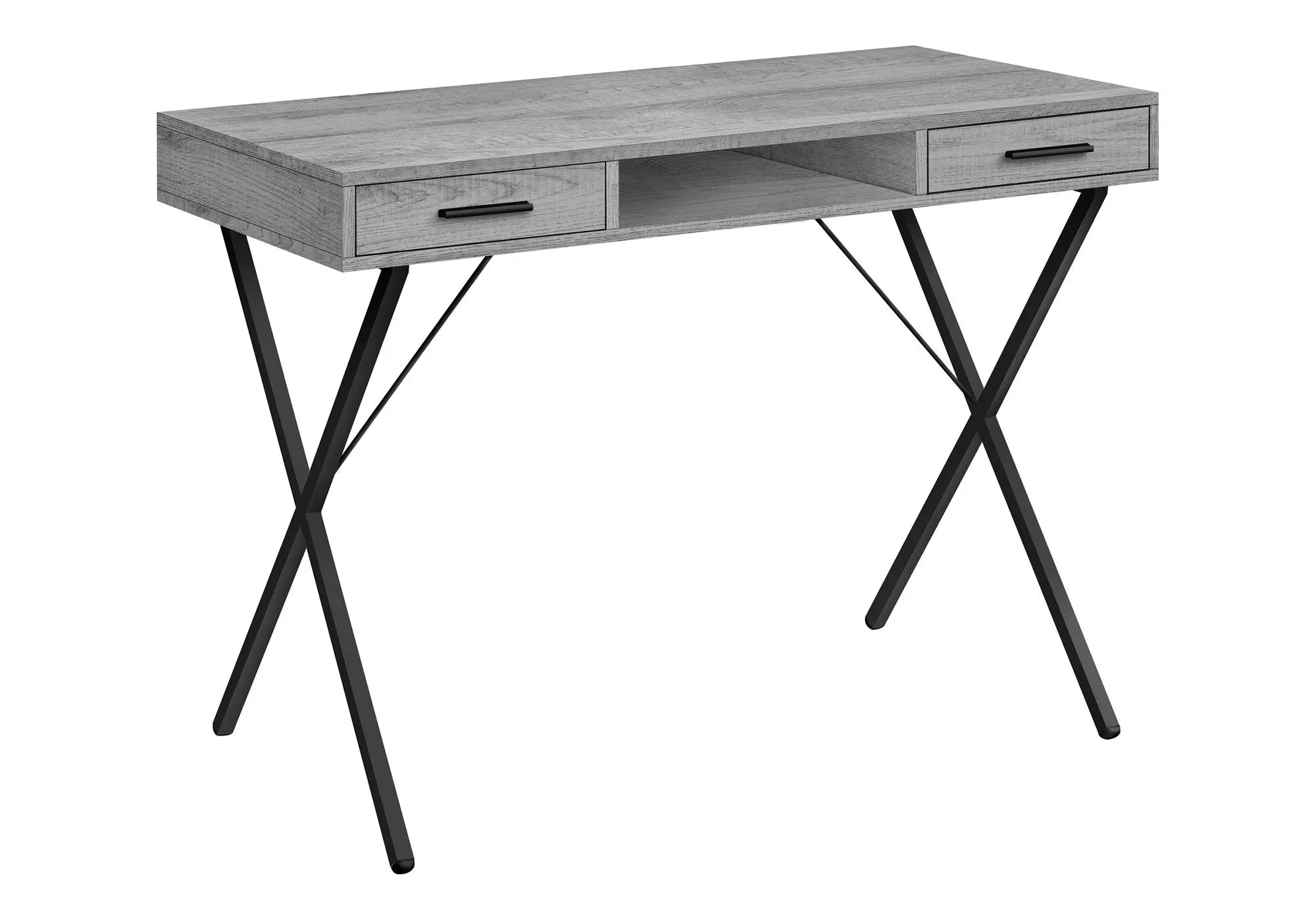 42" Gray and Black Computer Desk With Two Drawers Homeroots Office
