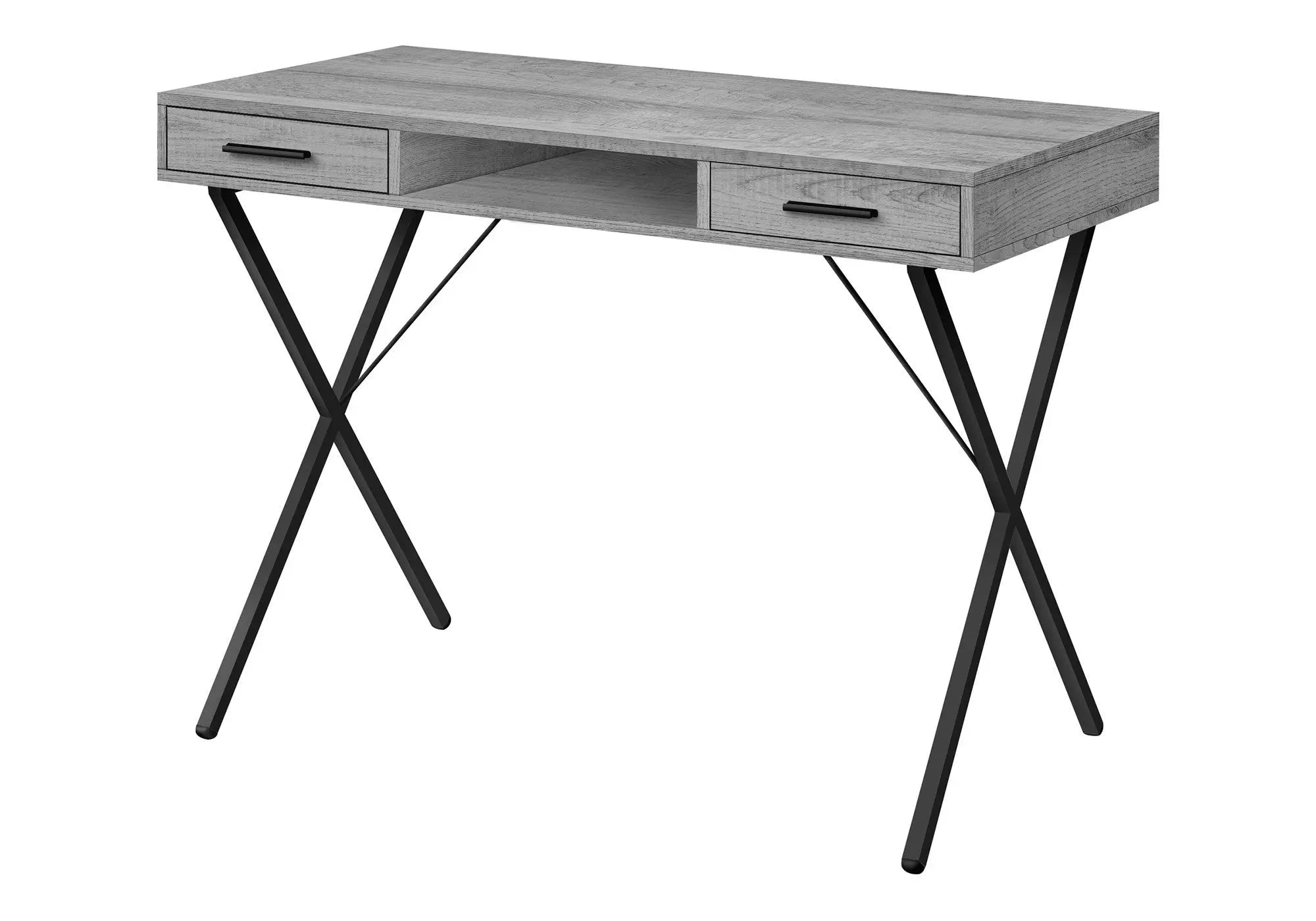 42" Gray and Black Computer Desk With Two Drawers Homeroots Office