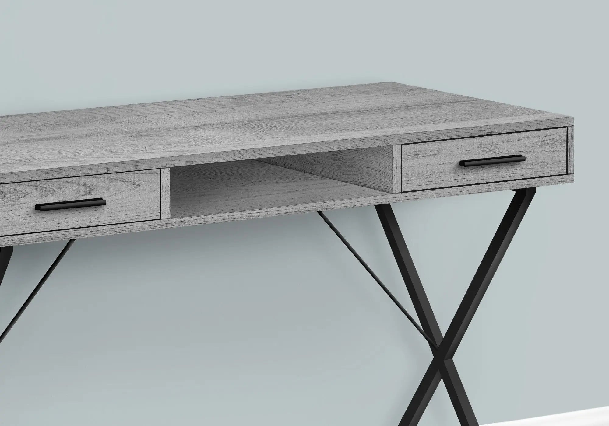 42" Gray and Black Computer Desk With Two Drawers Homeroots Office