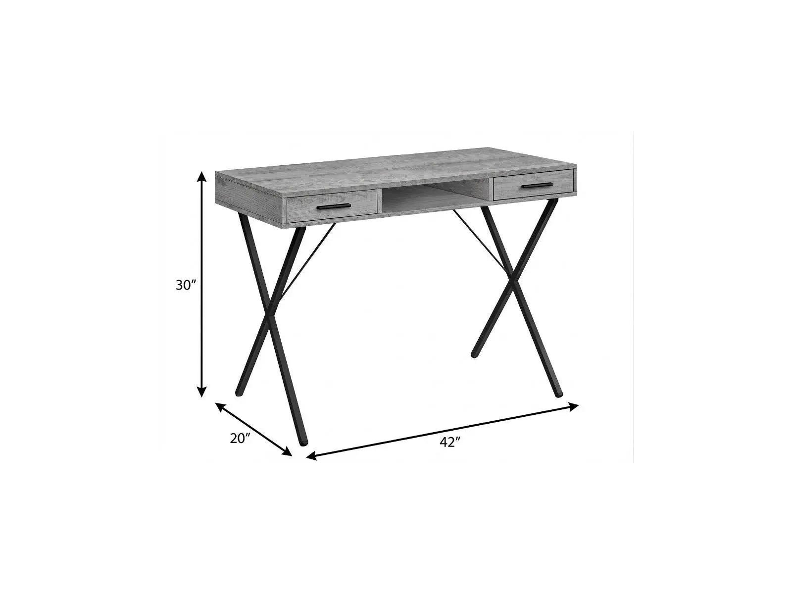 42" Gray and Black Computer Desk With Two Drawers Homeroots Office