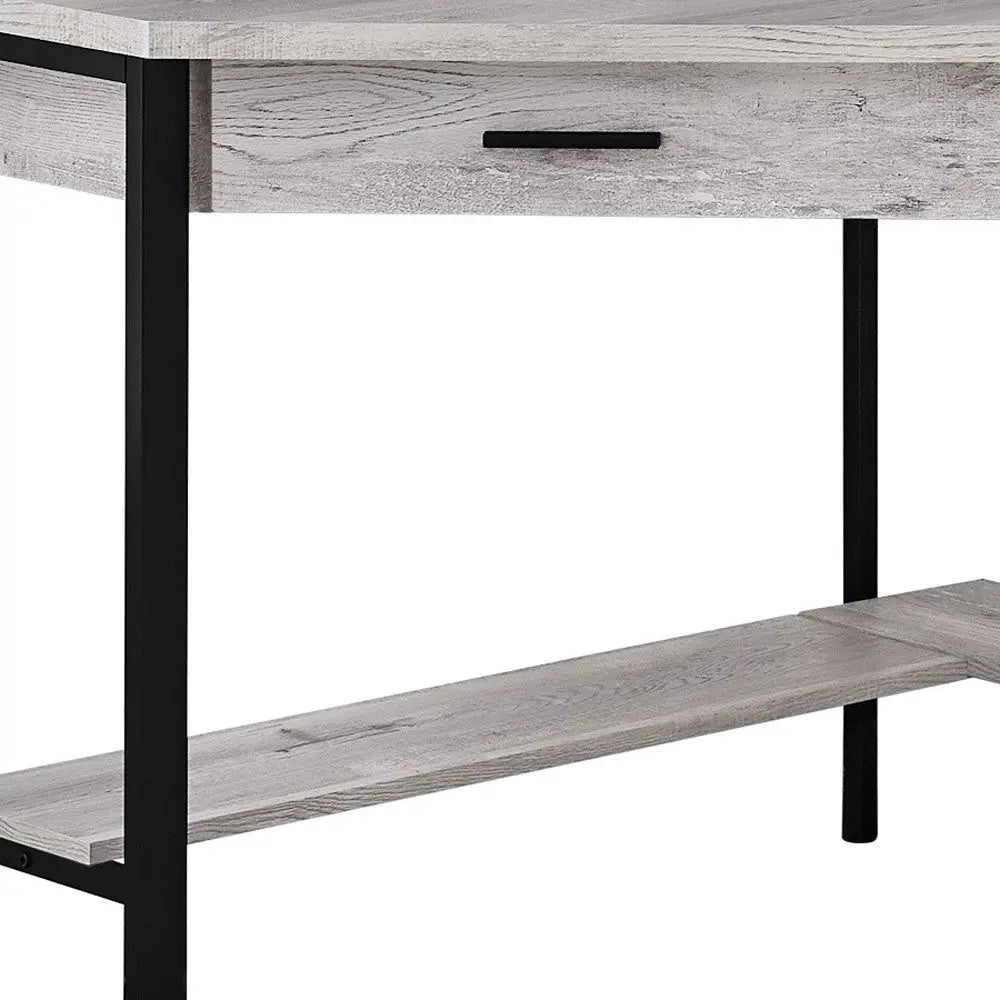 42" Gray and Black Corner Computer Desk Homeroots Office