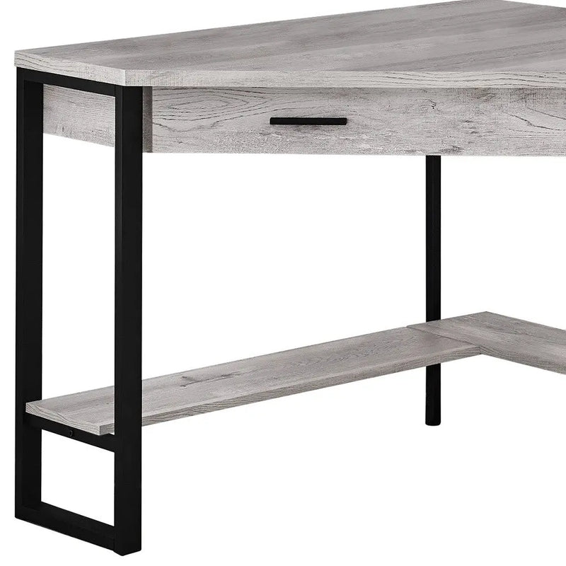42" Gray and Black Corner Computer Desk Homeroots Office