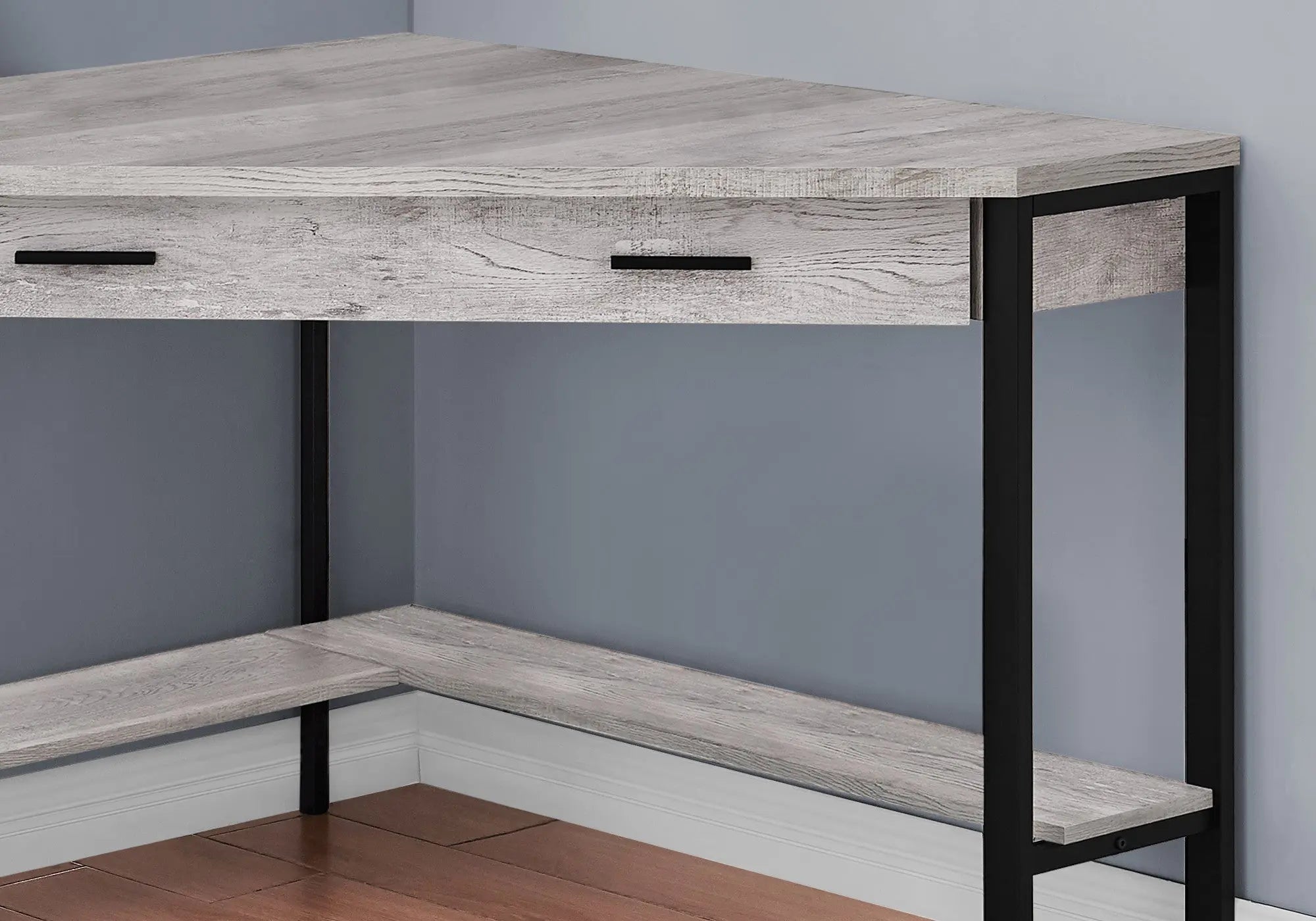 42" Gray and Black Corner Computer Desk Homeroots Office