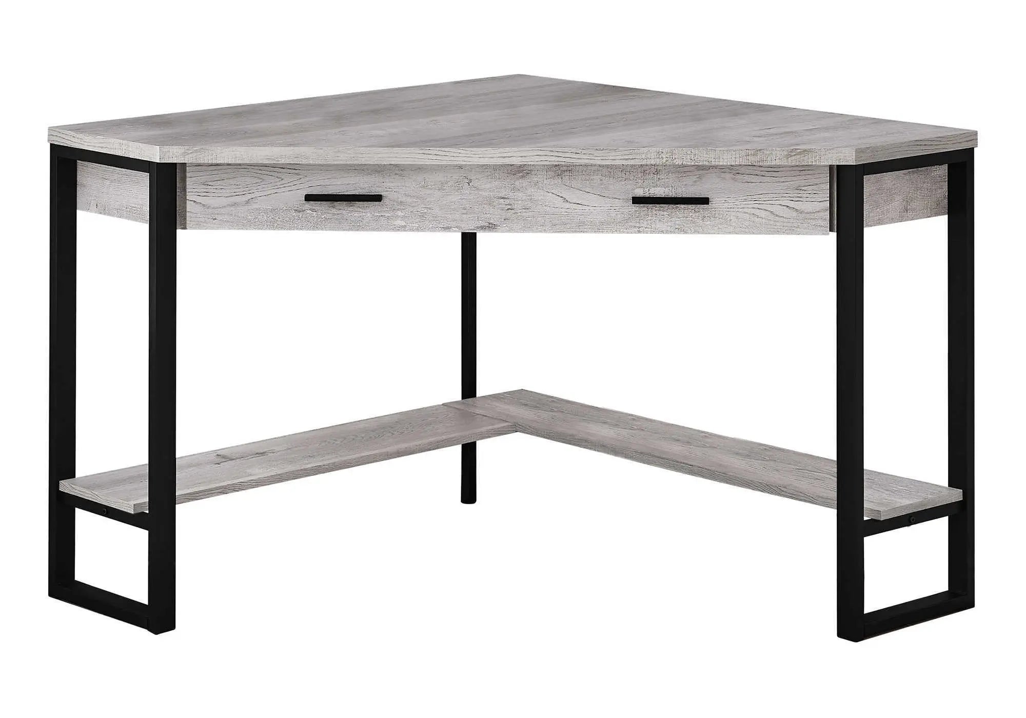 42" Gray and Black Corner Computer Desk Homeroots Office