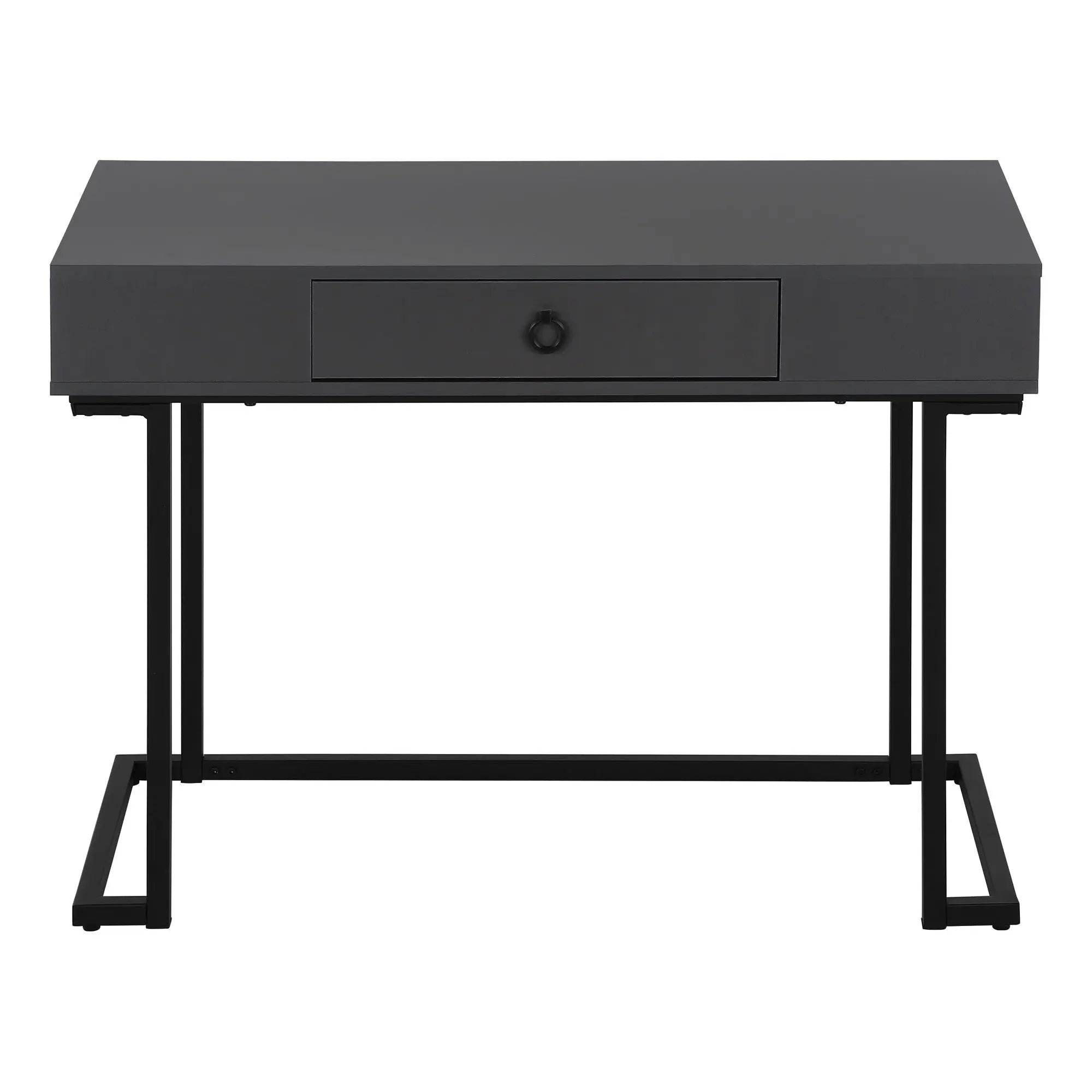 42" Gray and Black Wood and Metal Sled Computer Desk Homeroots Office