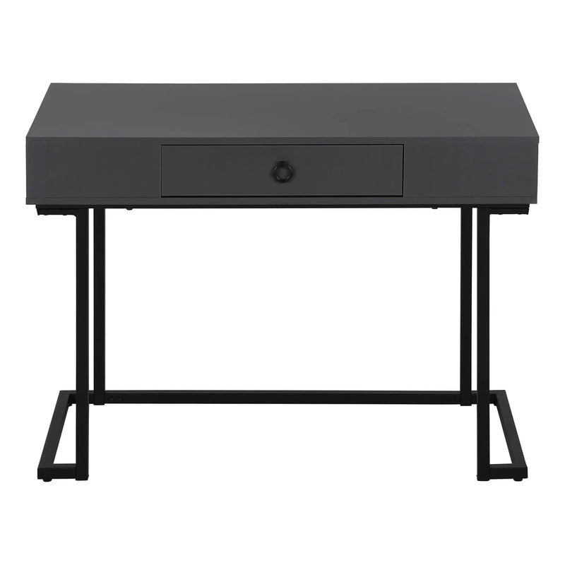 42" Gray and Black Wood and Metal Sled Computer Desk Homeroots Office