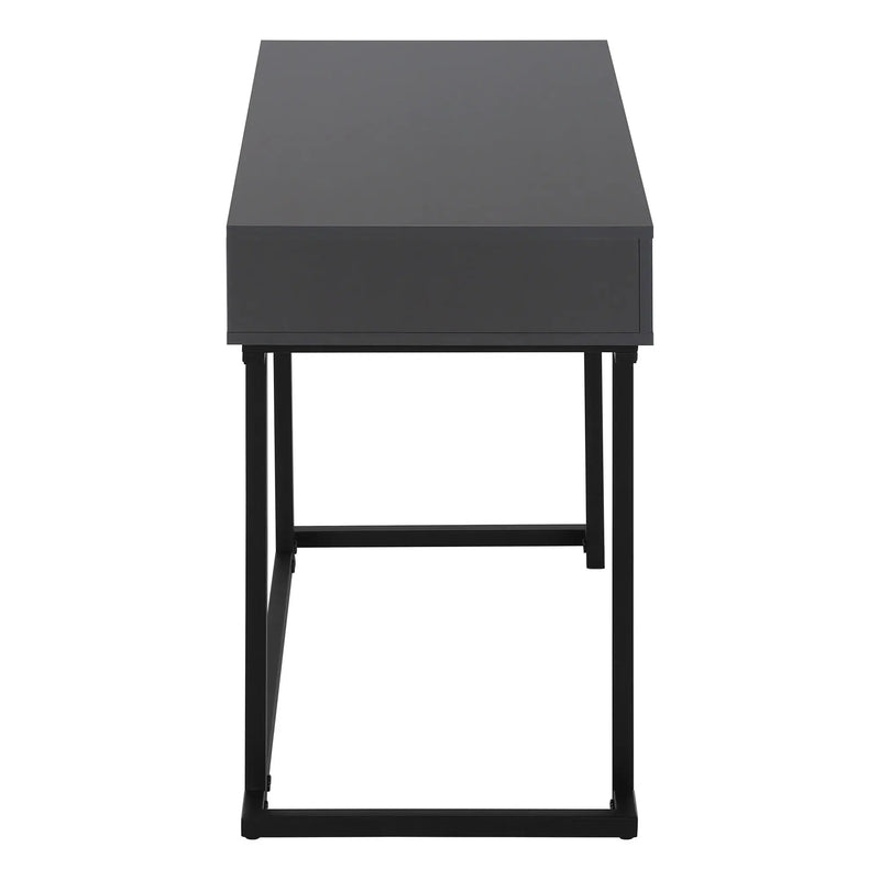 42" Gray and Black Wood and Metal Sled Computer Desk Homeroots Office