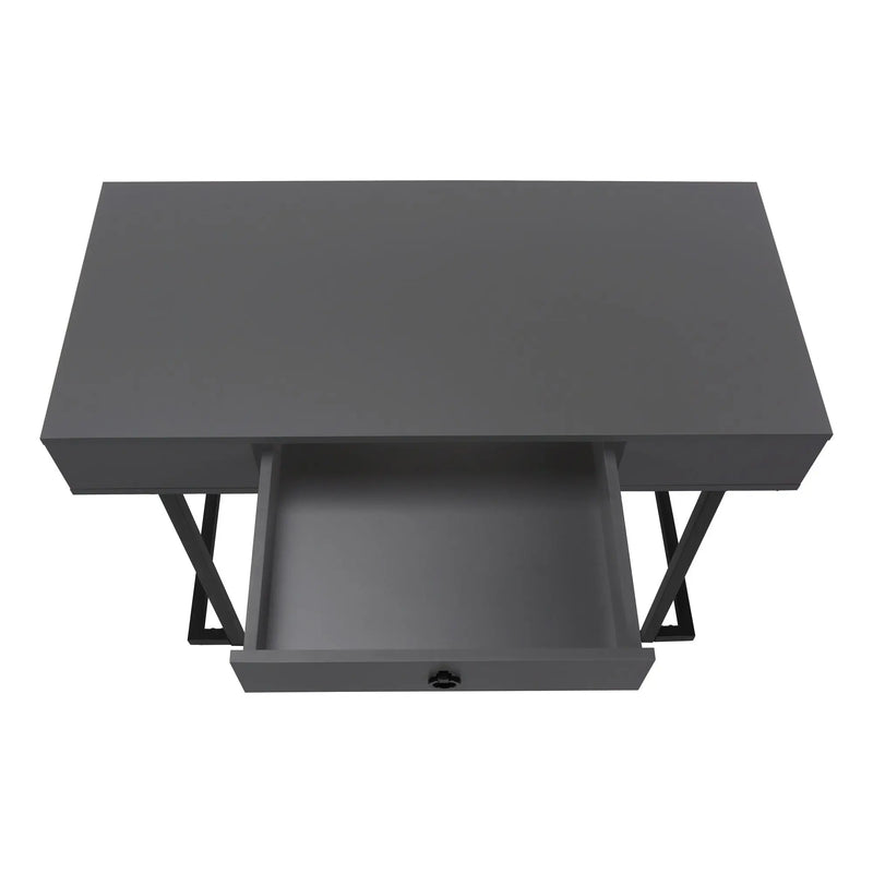 42" Gray and Black Wood and Metal Sled Computer Desk Homeroots Office