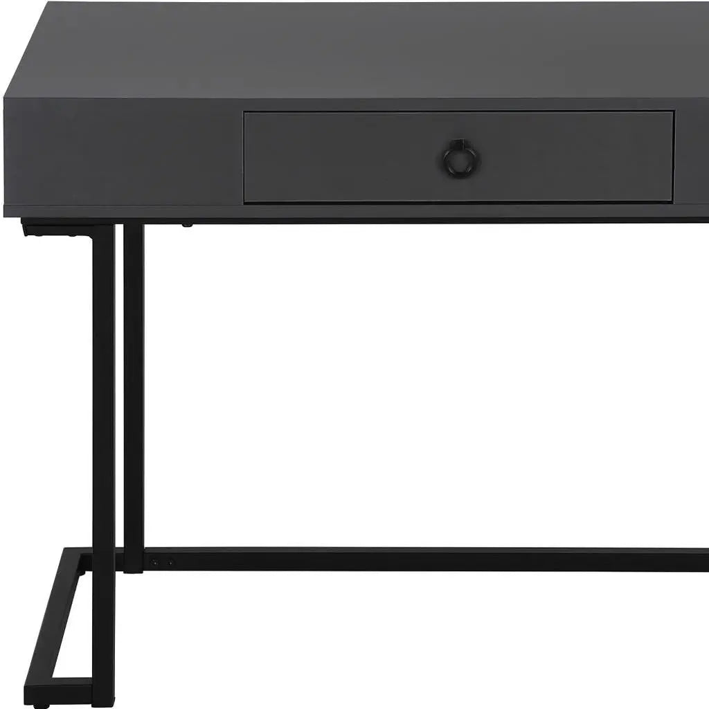 42" Gray and Black Wood and Metal Sled Computer Desk Homeroots Office