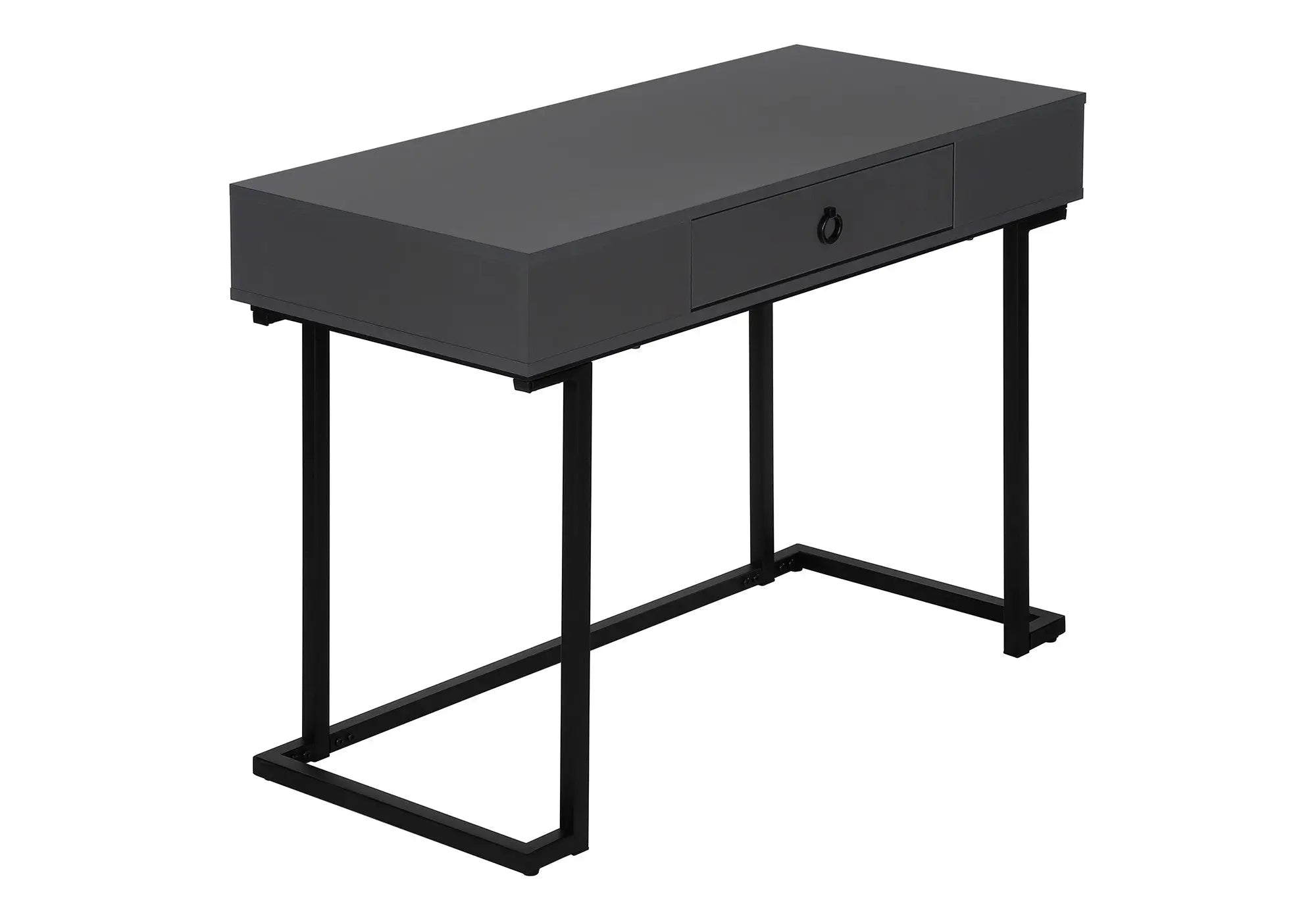 42" Gray and Black Wood and Metal Sled Computer Desk Homeroots Office