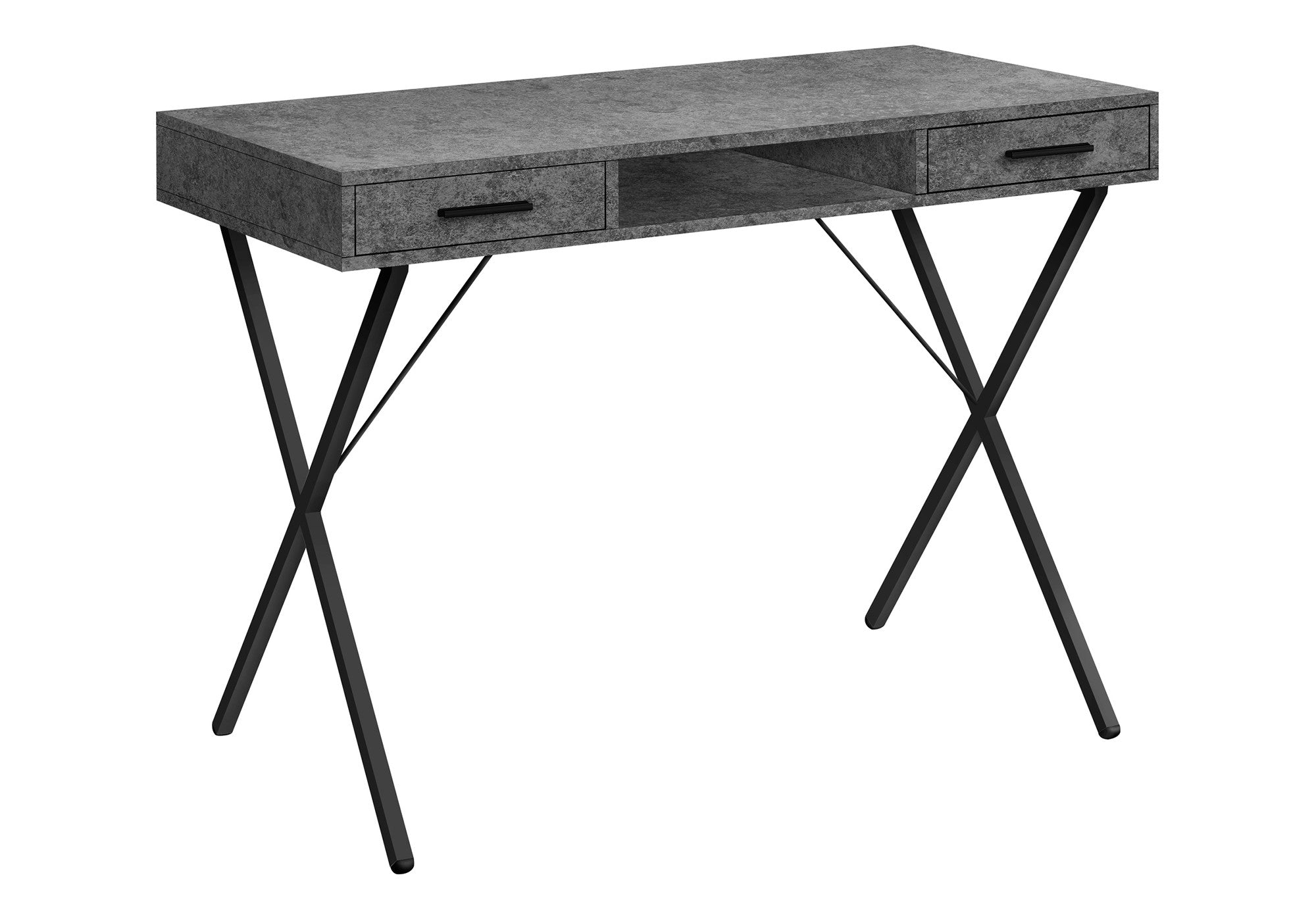42" Gray and Black Wood and Metal x-Shape Computer Desk With Two Drawers Homeroots Office