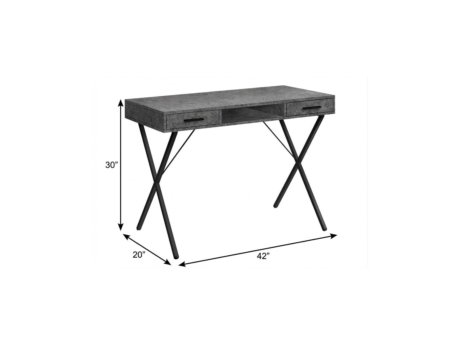 42" Gray and Black Wood and Metal x-Shape Computer Desk With Two Drawers Homeroots Office