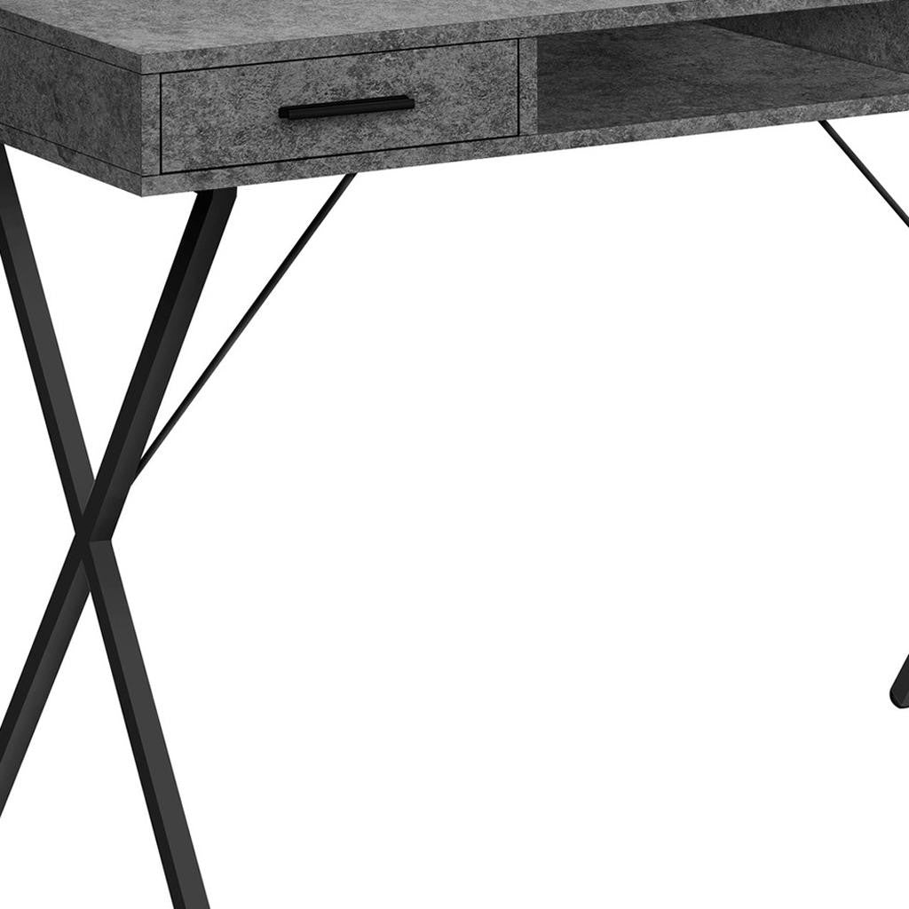 42" Gray and Black Wood and Metal x-Shape Computer Desk With Two Drawers Homeroots Office