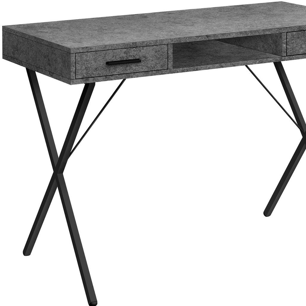 42" Gray and Black Wood and Metal x-Shape Computer Desk With Two Drawers Homeroots Office