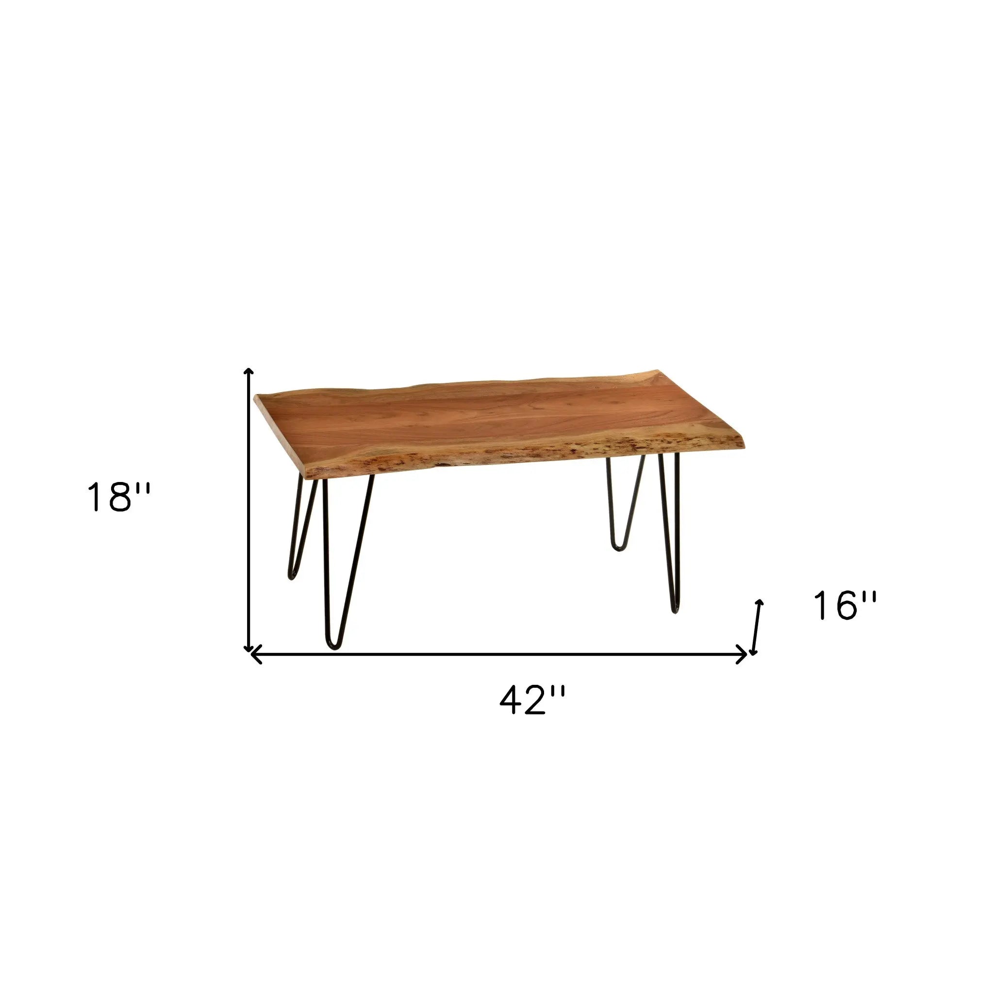 42" Natural And Black Solid Wood And Iron Coffee Table Homeroots Living Room