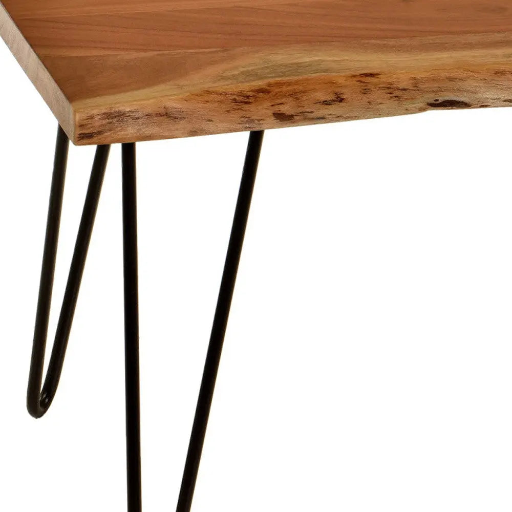 42" Natural And Black Solid Wood And Iron Coffee Table Homeroots Living Room