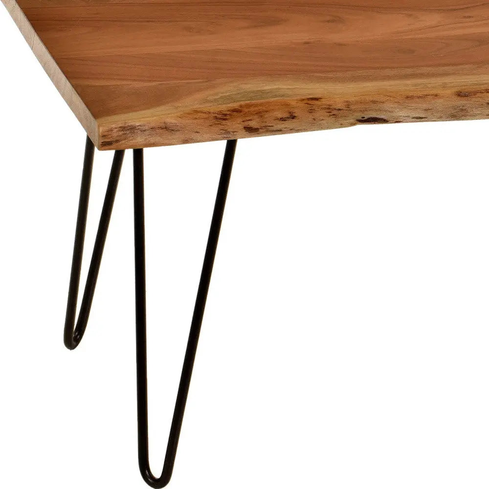 42" Natural And Black Solid Wood And Iron Coffee Table Homeroots Living Room