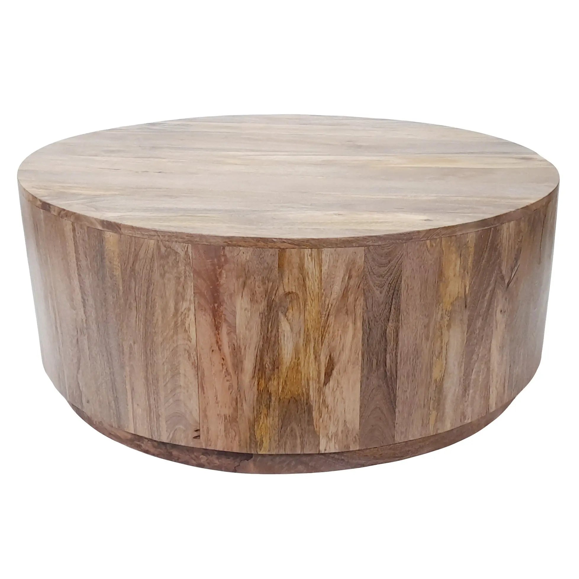 42" Natural Solid Wood Round Coffee Table Homeroots Living Room